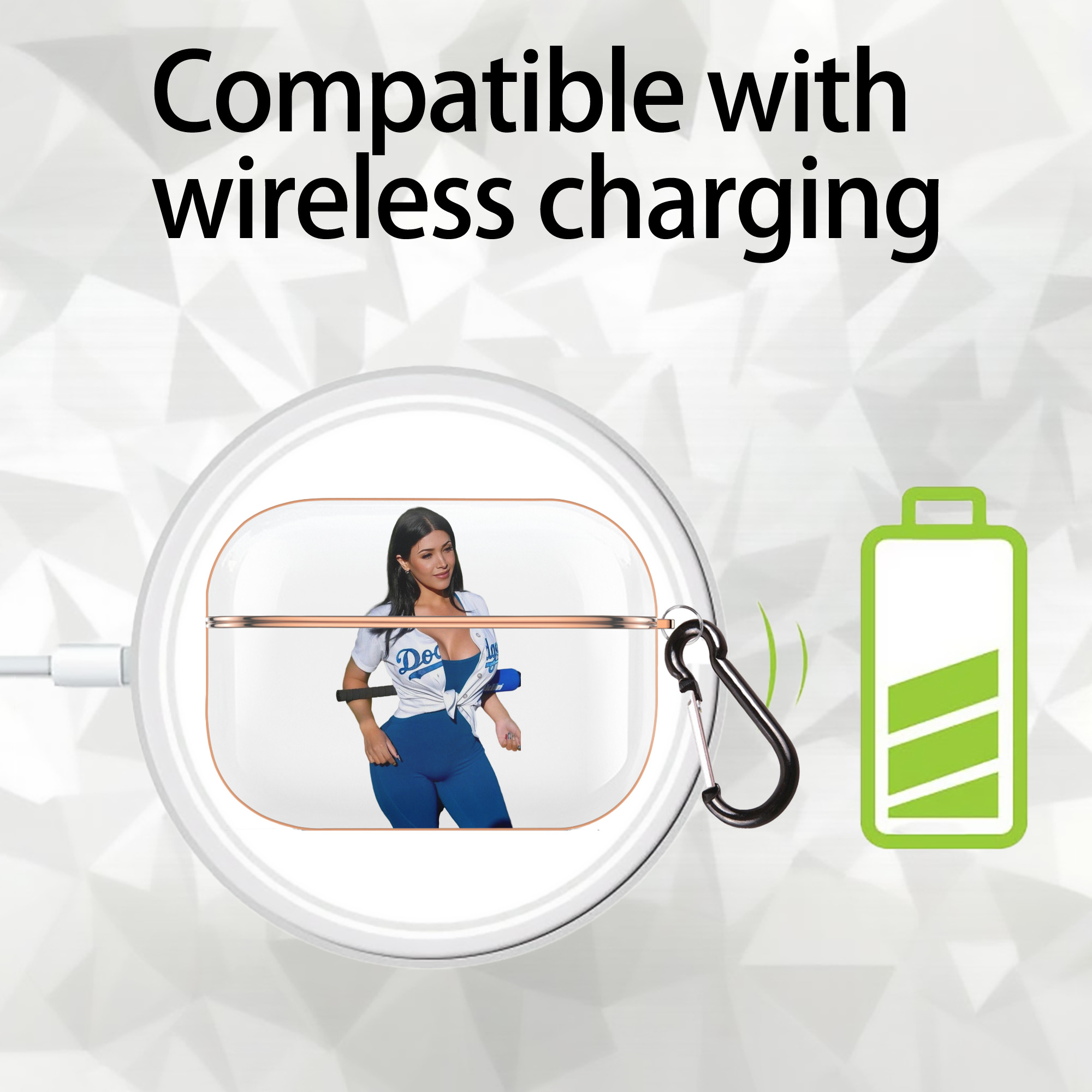  AirPods Pro Protective Case Rose Gold, Flexible PC Material, Precise Fit, Anti-Slip Cover, Full Protection, Fingerprint Resistant, Washable With Keychain