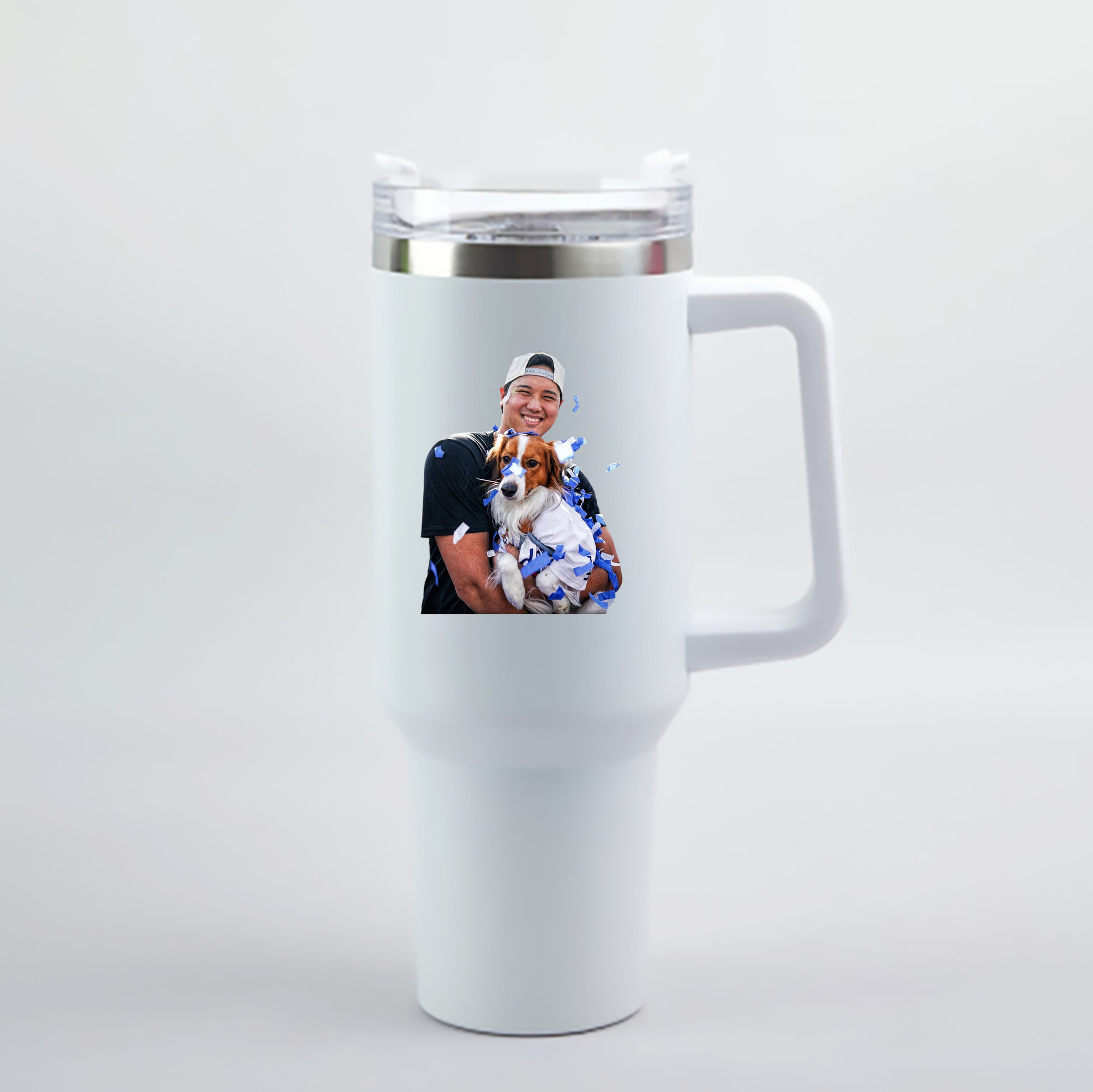  40oz Handle Car Cup With Crystal Sticker Design – Durable Stainless Steel Travel Mug With Reusable Straw – Double Wall Insulated