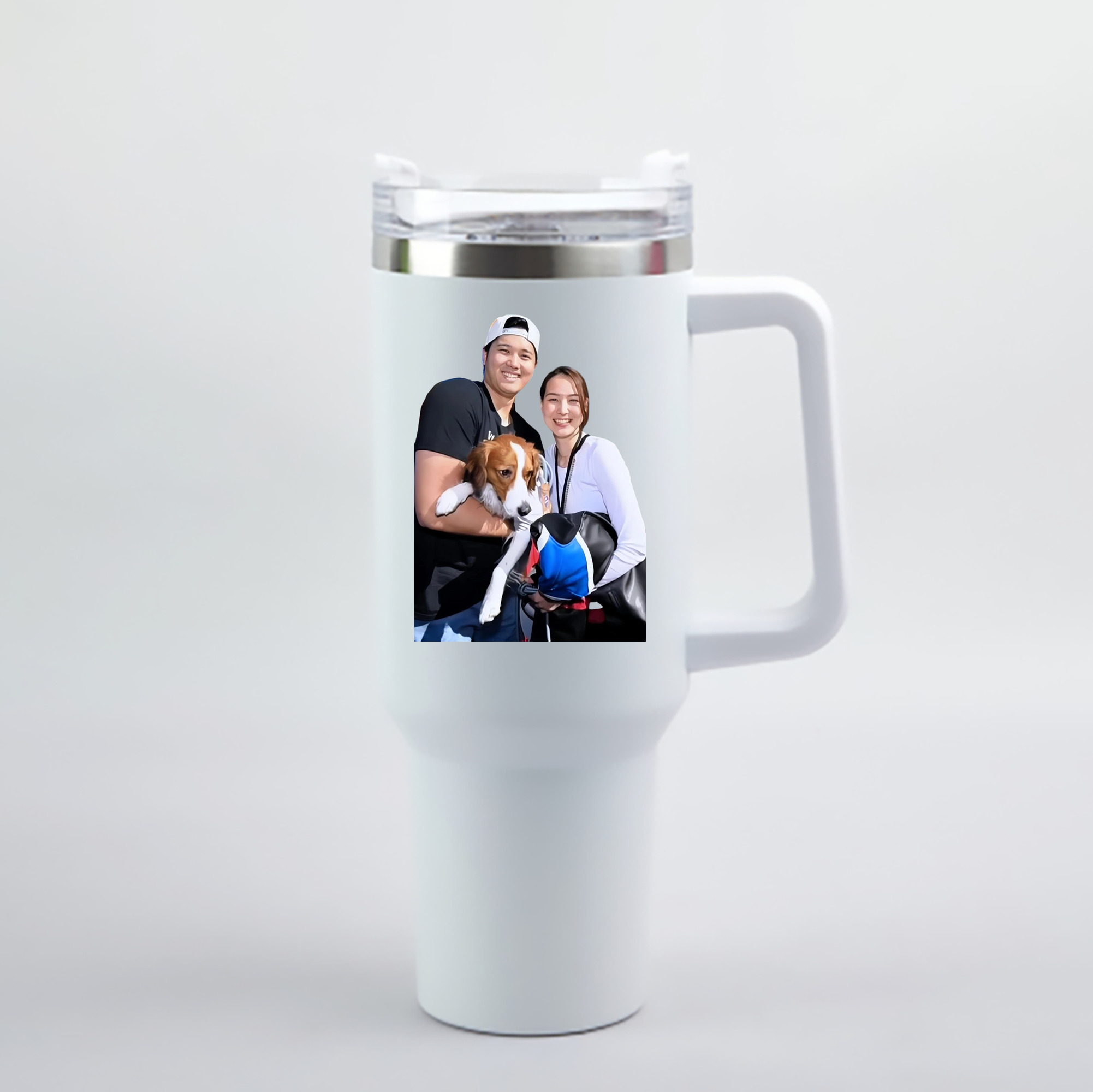  40oz Handle Car Cup With Crystal Sticker Design – Durable Stainless Steel Travel Mug With Reusable Straw – Double Wall Insulated