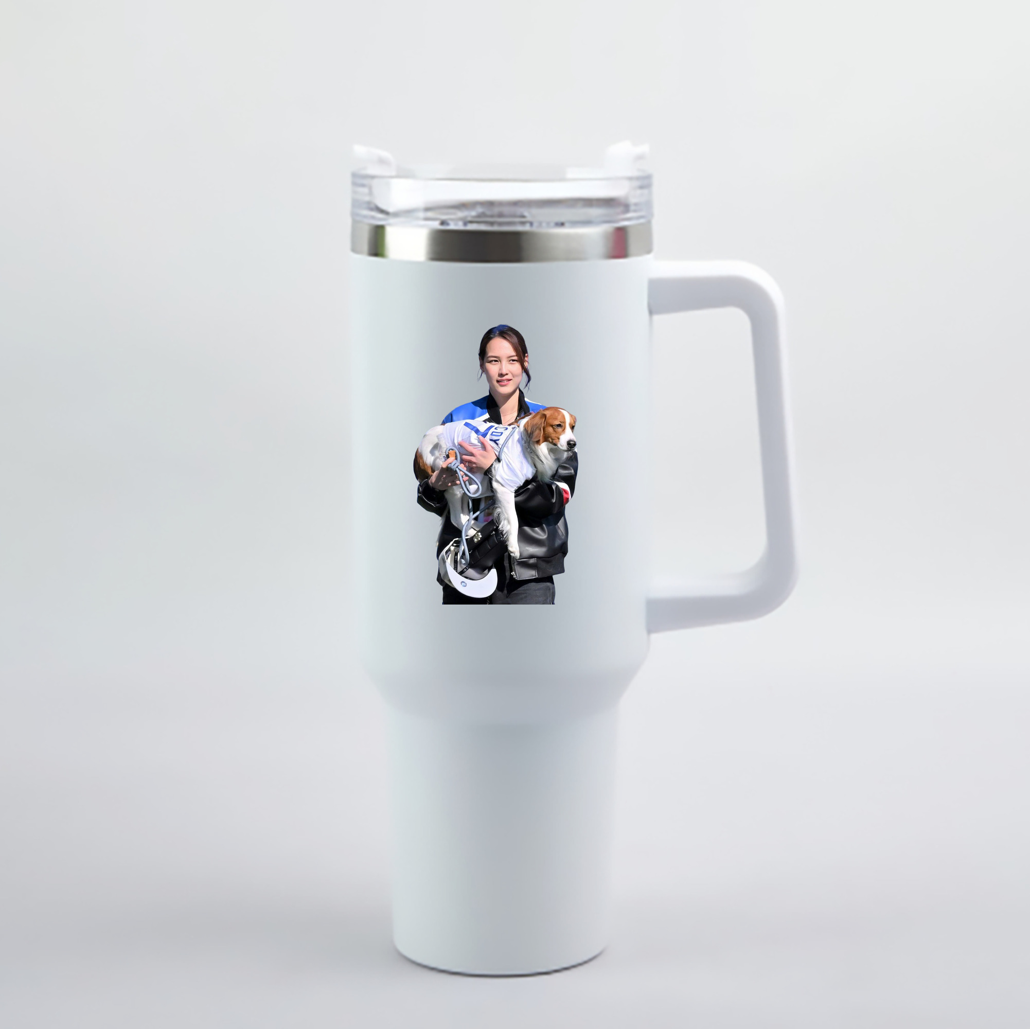  40oz Handle Car Cup With Crystal Sticker Design – Durable Stainless Steel Travel Mug With Reusable Straw – Double Wall Insulated