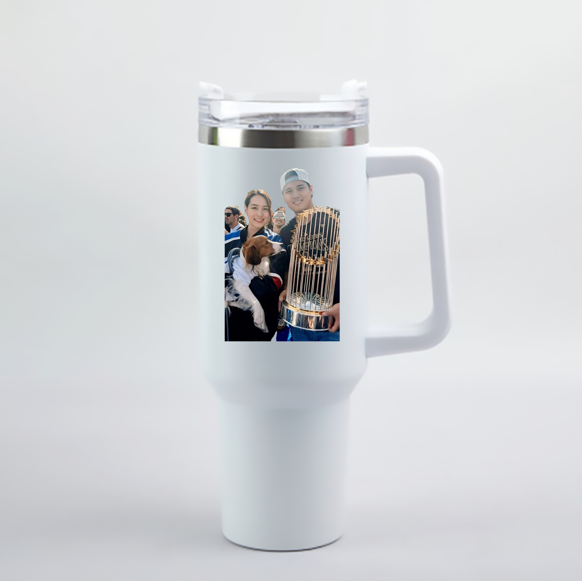  40oz Handle Car Cup With Crystal Sticker Design – Durable Stainless Steel Travel Mug With Reusable Straw – Double Wall Insulated