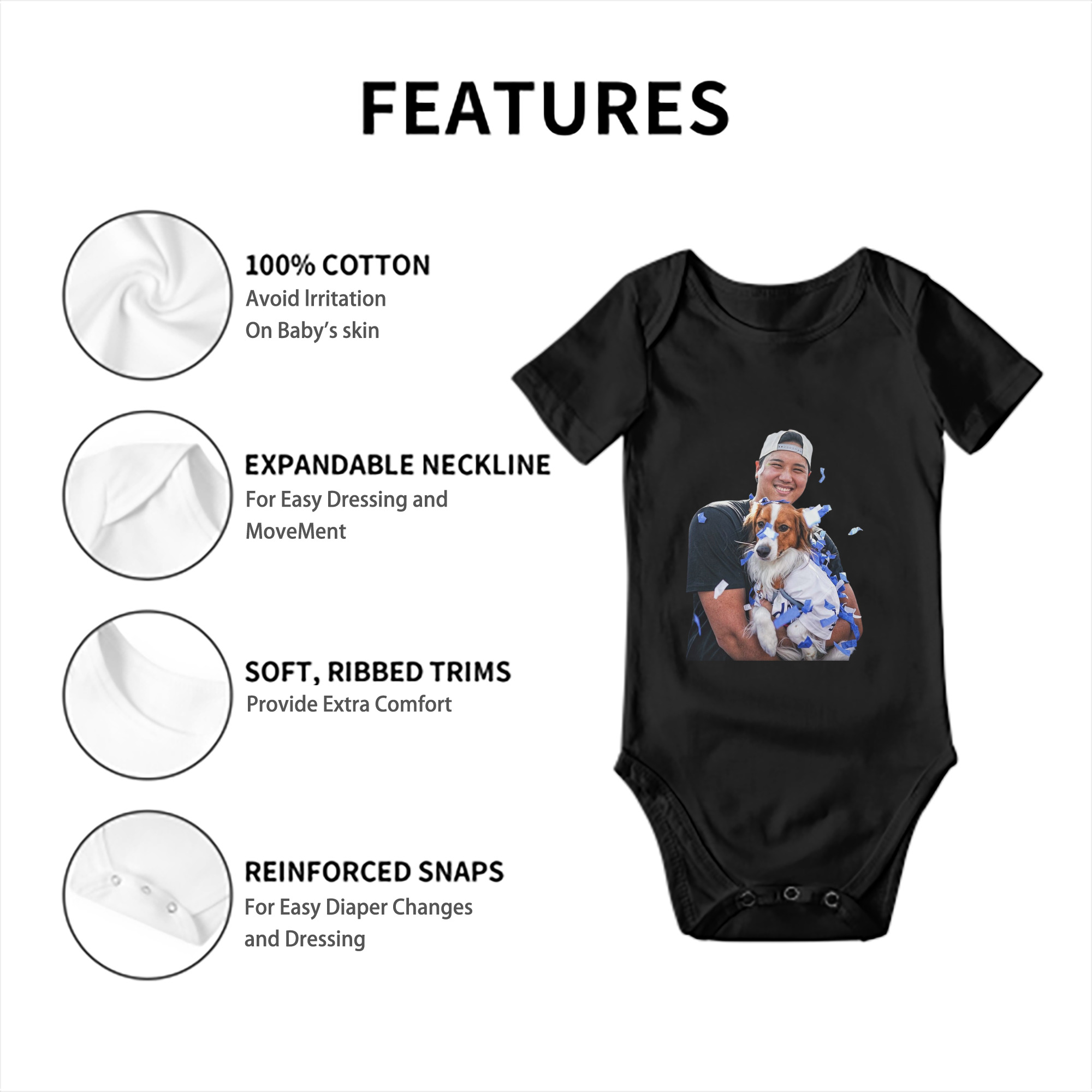  Baby Short Sleeve Romper – 100% Cotton Soft & Breathable Digital Print Onesie With Easy Snap Closure And Envelope Shoulder – Comfortable For Daily Wear & Travel