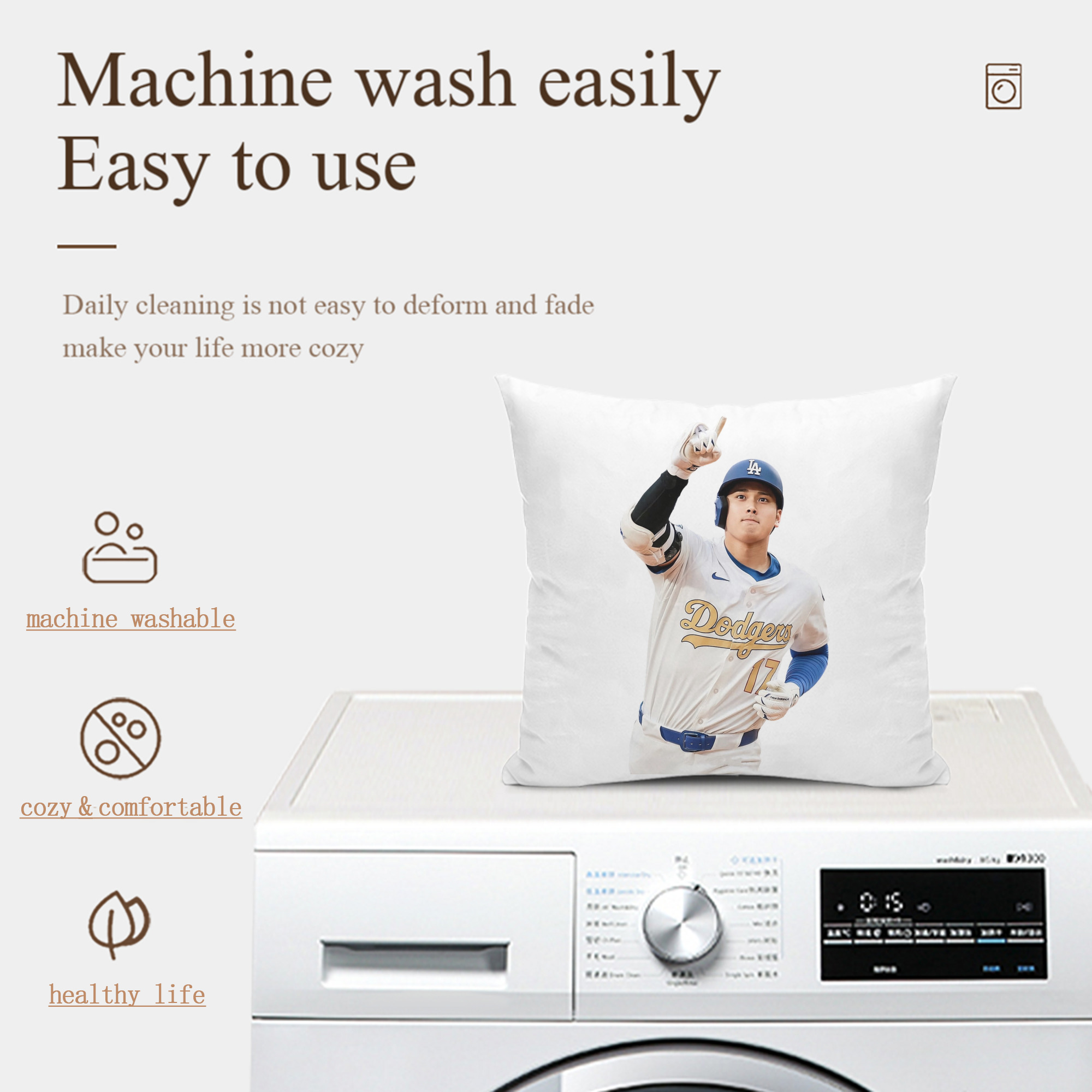  Soft Polyester Pillow Cover With Insert – Double-Sided Design, Invisible Zipper, Durable & Breathable – Easy Care Cushion Set