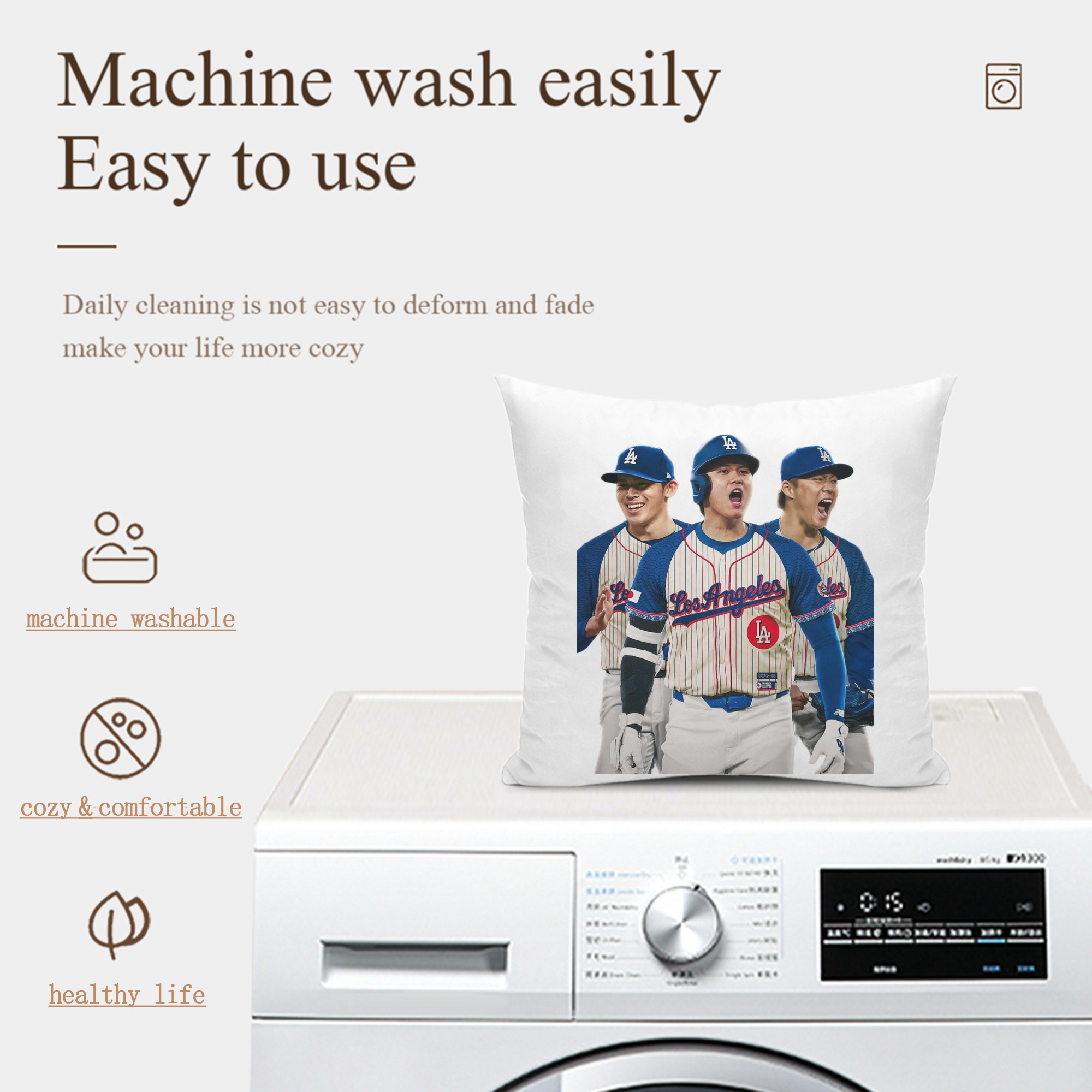  Soft Polyester Pillow Cover With Insert – Double-Sided Design, Invisible Zipper, Durable & Breathable – Easy Care Cushion Set