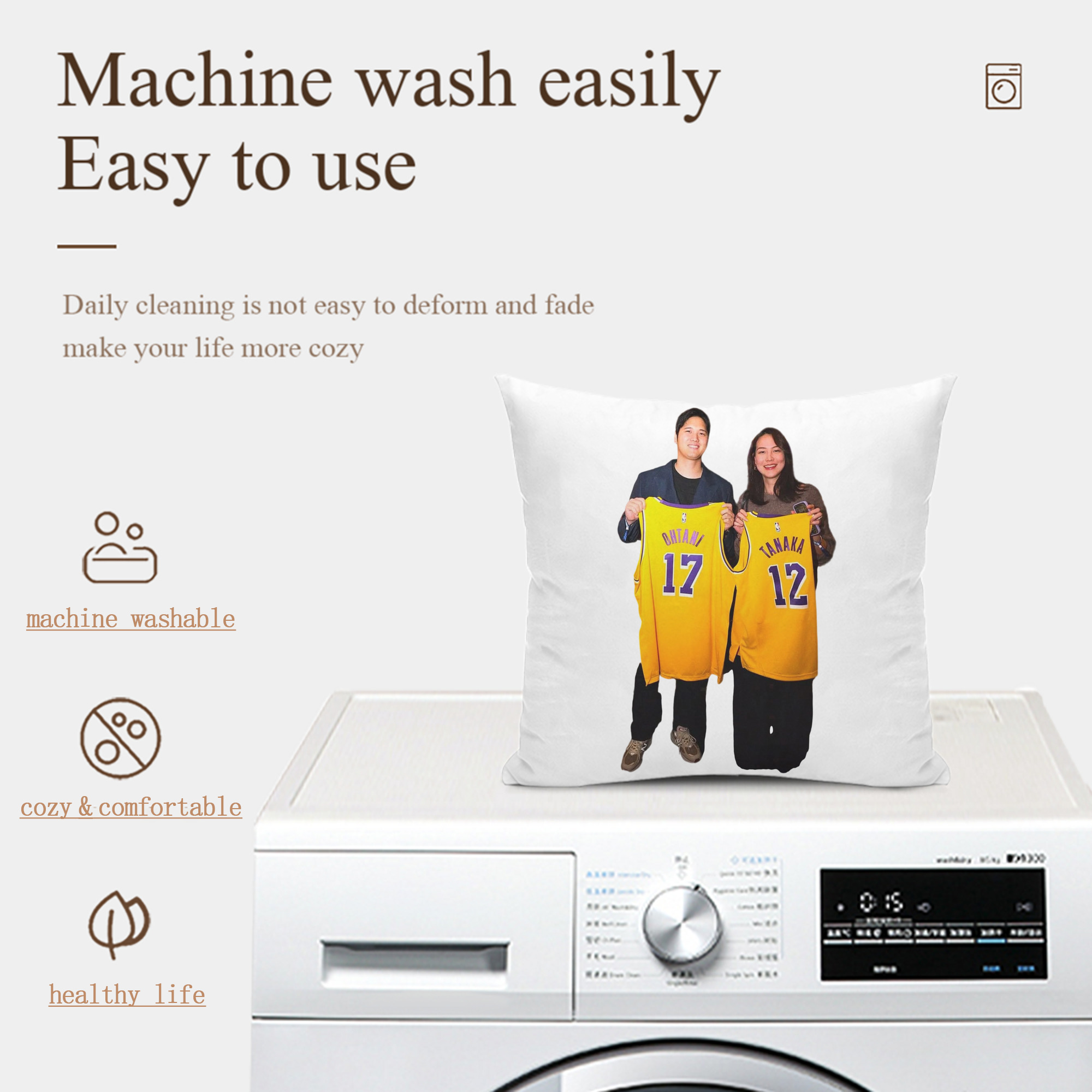  Soft Polyester Pillow Cover With Insert – Double-Sided Design, Invisible Zipper, Durable & Breathable – Easy Care Cushion Set