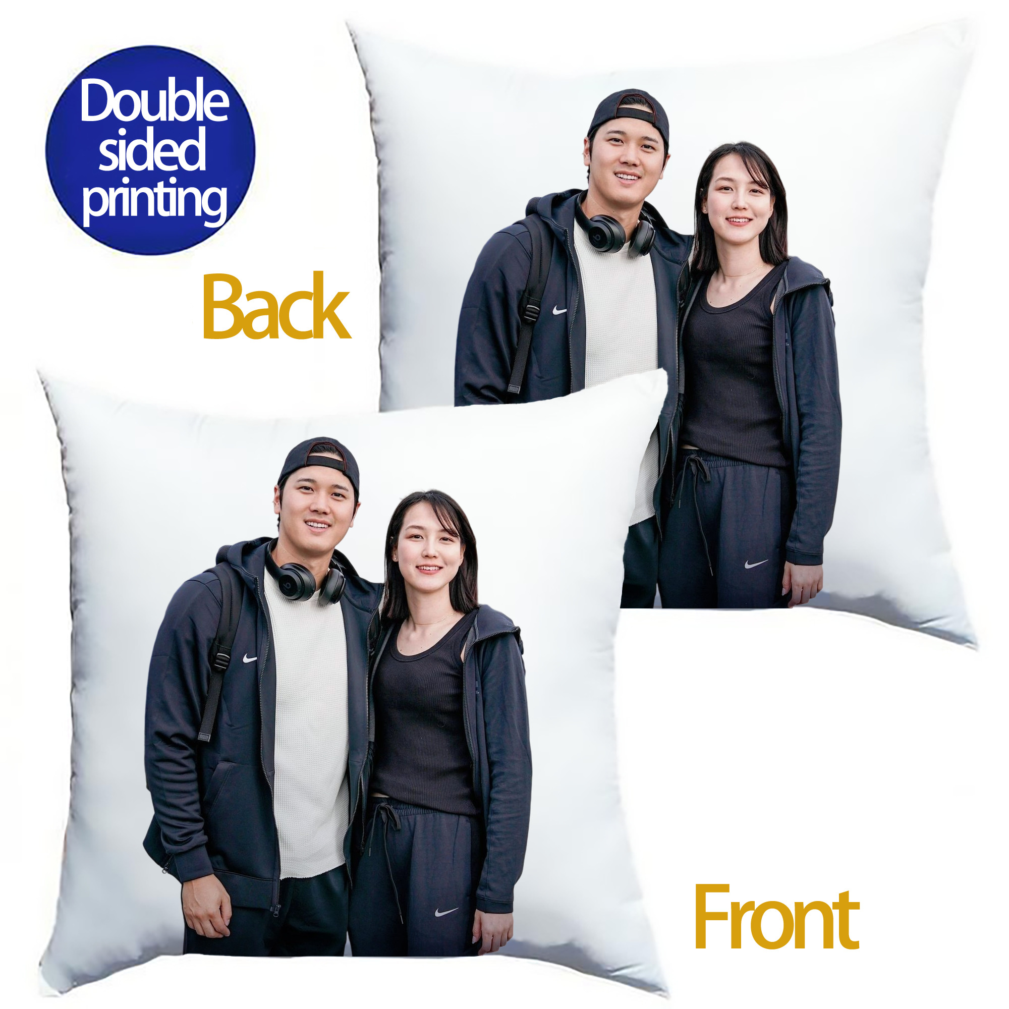  Soft Polyester Pillow Cover With Insert – Double-Sided Design, Invisible Zipper, Durable & Breathable – Easy Care Cushion Set