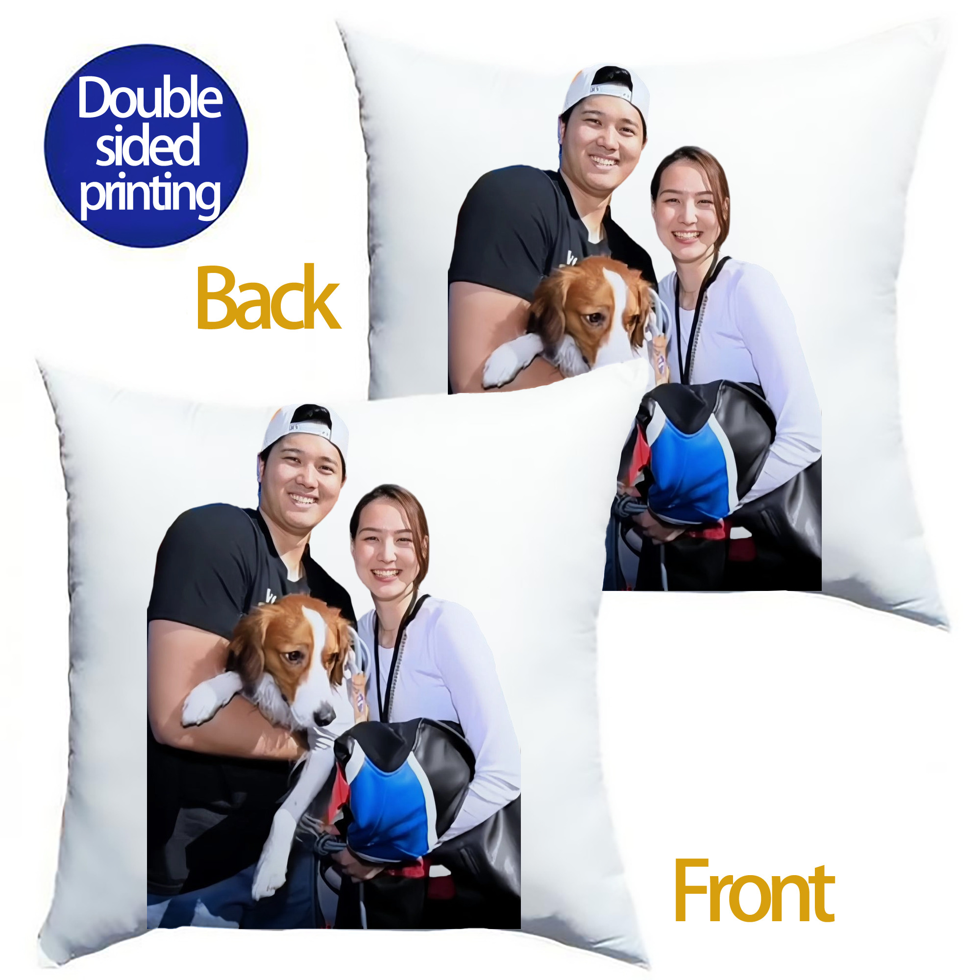  Soft Polyester Pillow Cover With Insert – Double-Sided Design, Invisible Zipper, Durable & Breathable – Easy Care Cushion Set
