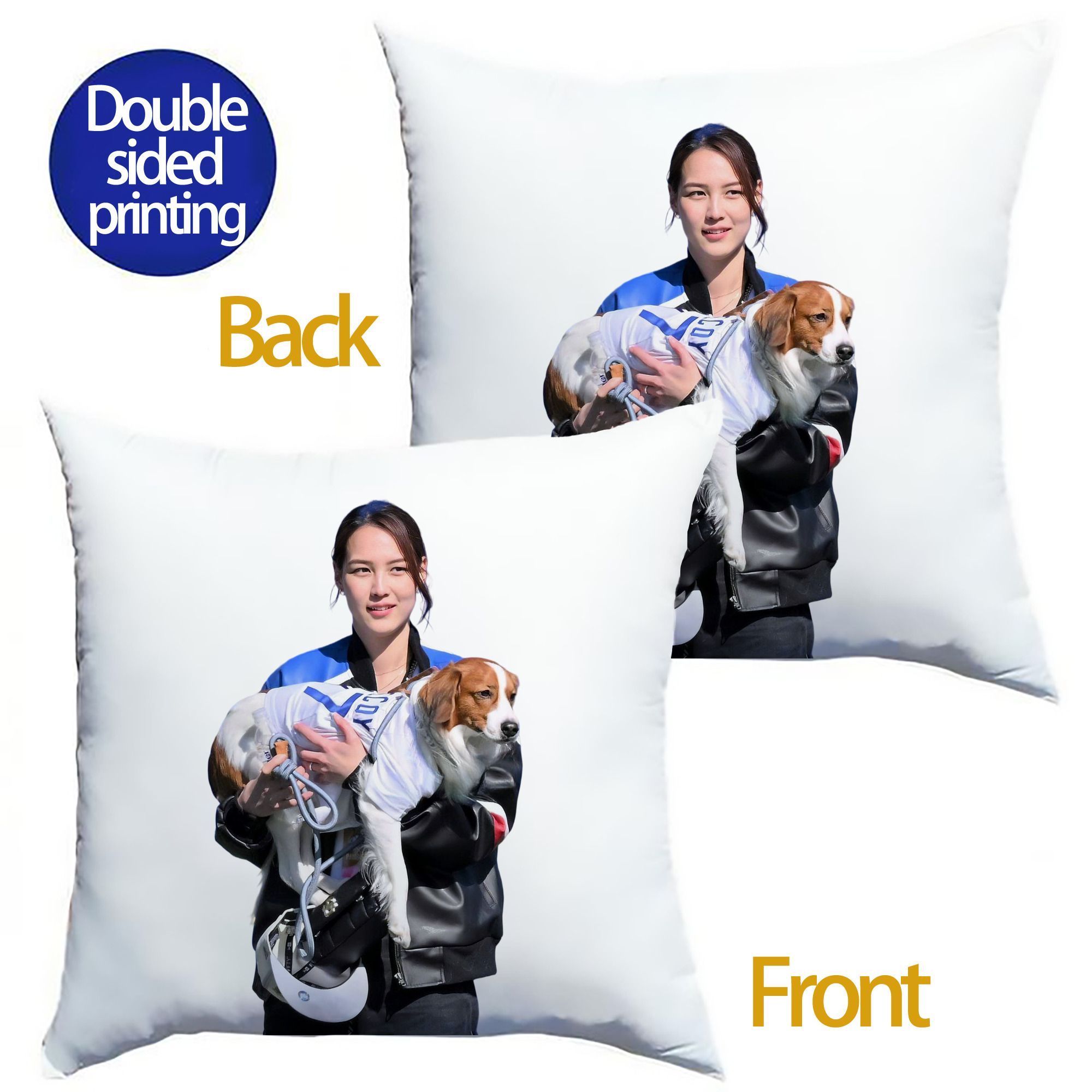  Soft Polyester Pillow Cover With Insert – Double-Sided Design, Invisible Zipper, Durable & Breathable – Easy Care Cushion Set
