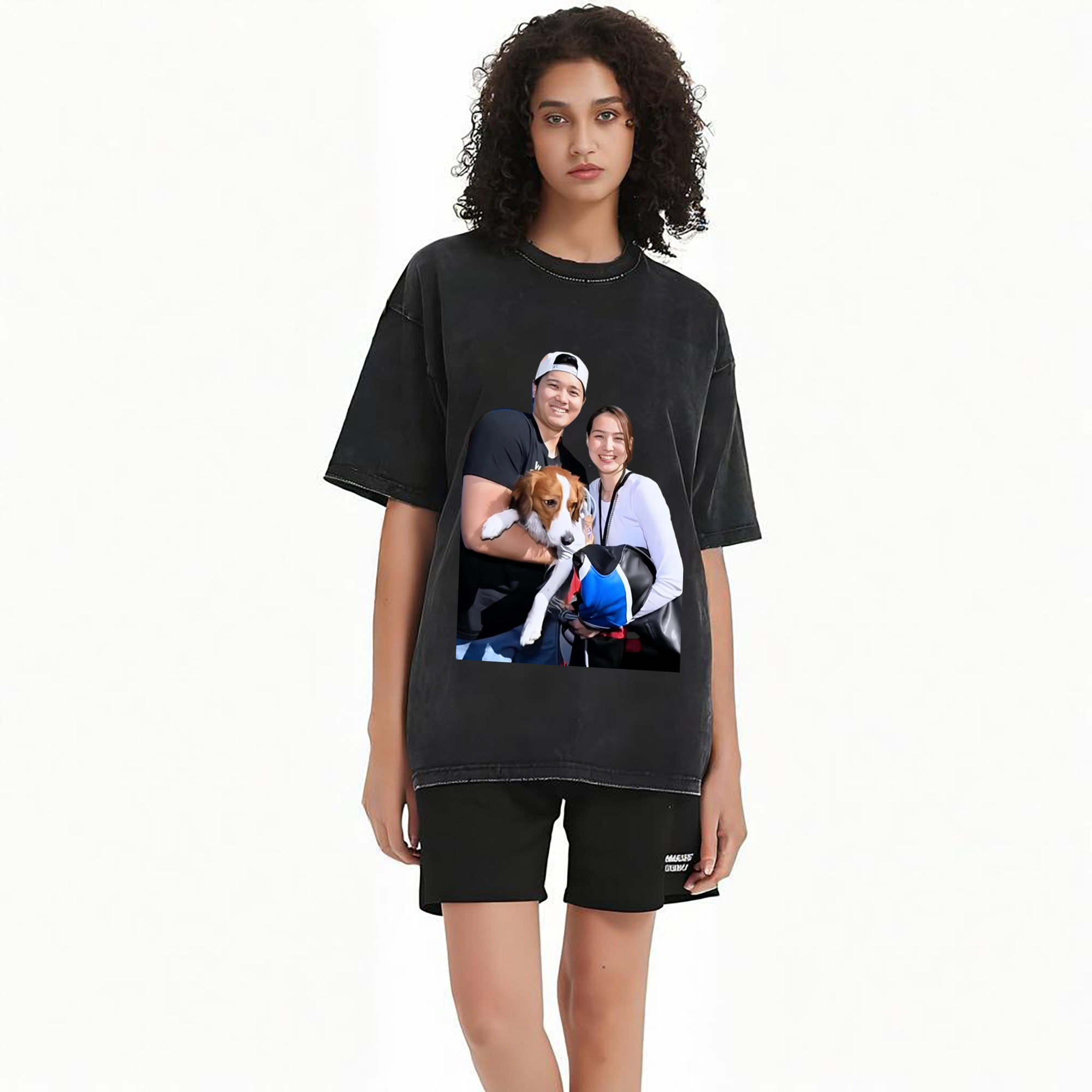  Washed Vintage Look 230g Cotton Oversized T-Shirt With Front Heat Transfer Print – Soft, Lightweight, Stylish Fit – Comfortable Casual Wear For Sports & Everyday Use