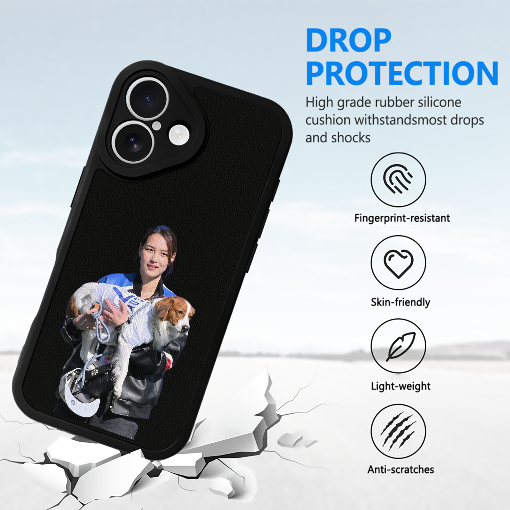  IPhone 16 Silicone Leather Case – UV Print, Lambskin Texture – Perfect Fit, Wireless Charging Compatible, Scratch Resistant, Precise Cutouts – Stylish Protection For IPhone 16