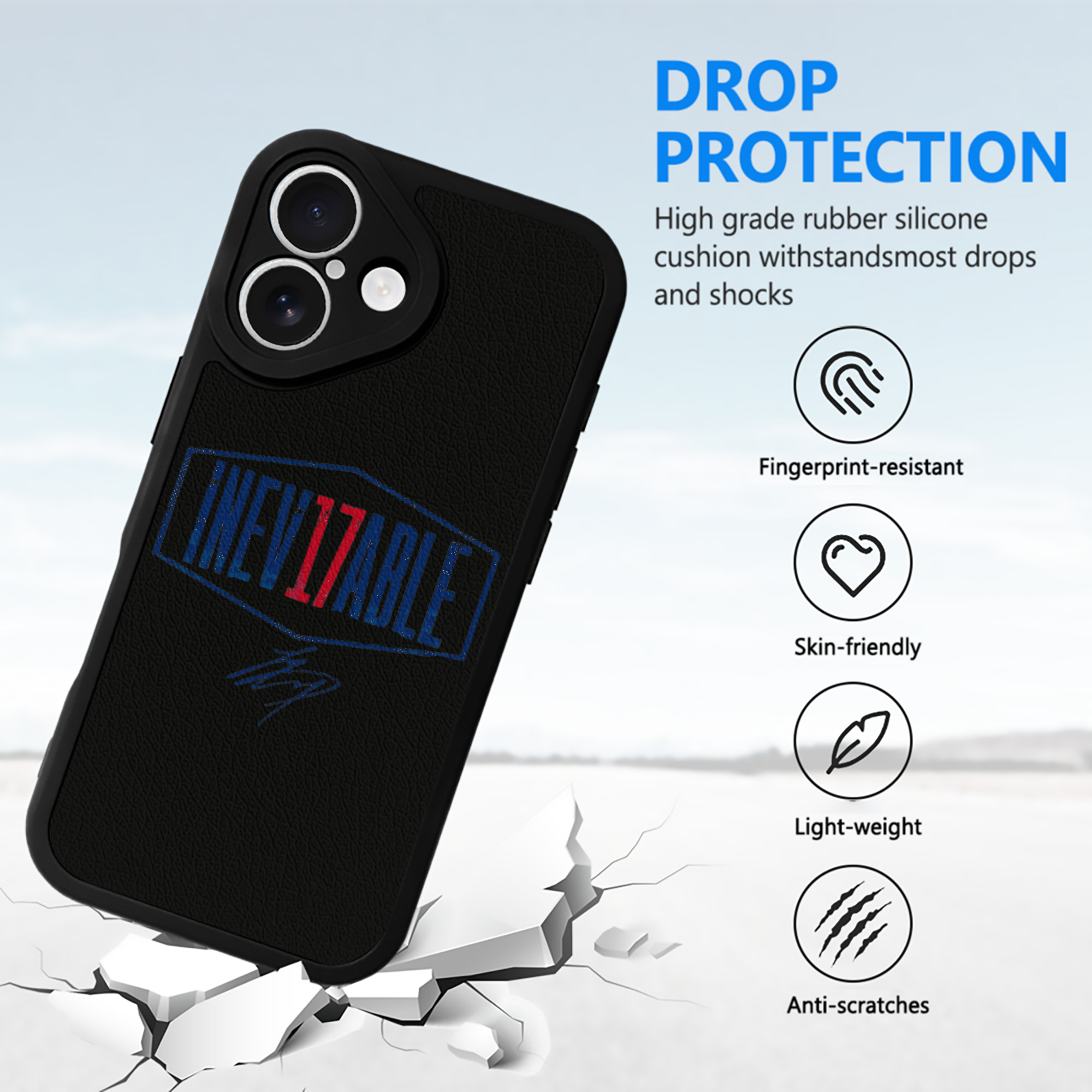  IPhone 16 Silicone Leather Case – UV Print, Lambskin Texture – Perfect Fit, Wireless Charging Compatible, Scratch Resistant, Precise Cutouts – Stylish Protection For IPhone 16