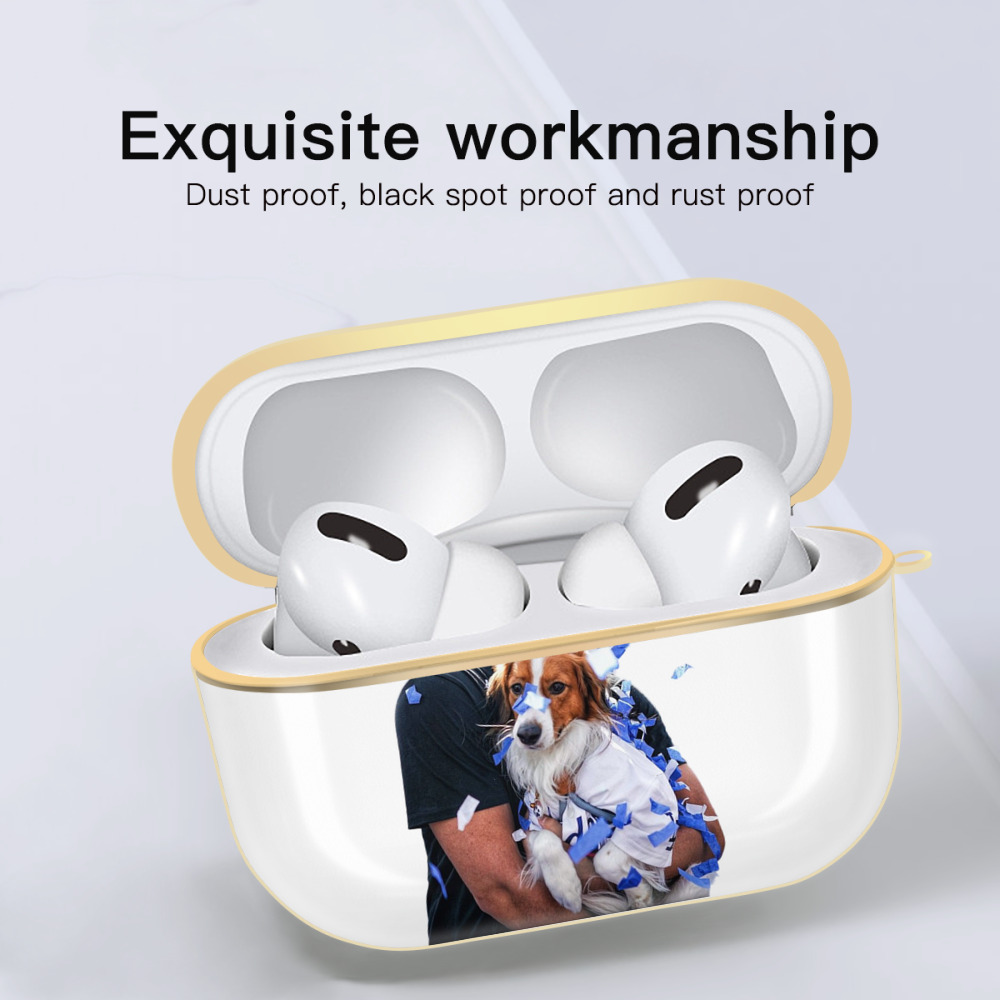  Luxury Gold AirPods Pro Case With Keychain, Flexible PC Material, Full Protection, Precise Cutouts, Anti-Fingerprint, Washable, Durable Design