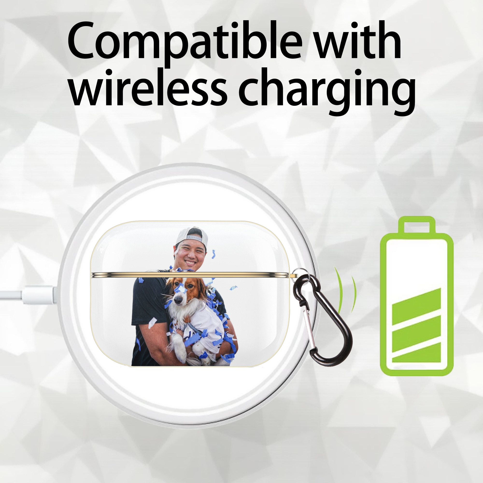  Luxury Gold AirPods Pro Case With Keychain, Flexible PC Material, Full Protection, Precise Cutouts, Anti-Fingerprint, Washable, Durable Design