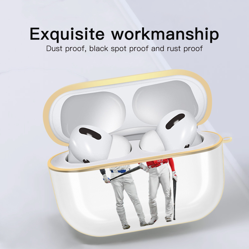  Luxury Gold AirPods Pro Case With Keychain, Flexible PC Material, Full Protection, Precise Cutouts, Anti-Fingerprint, Washable, Durable Design