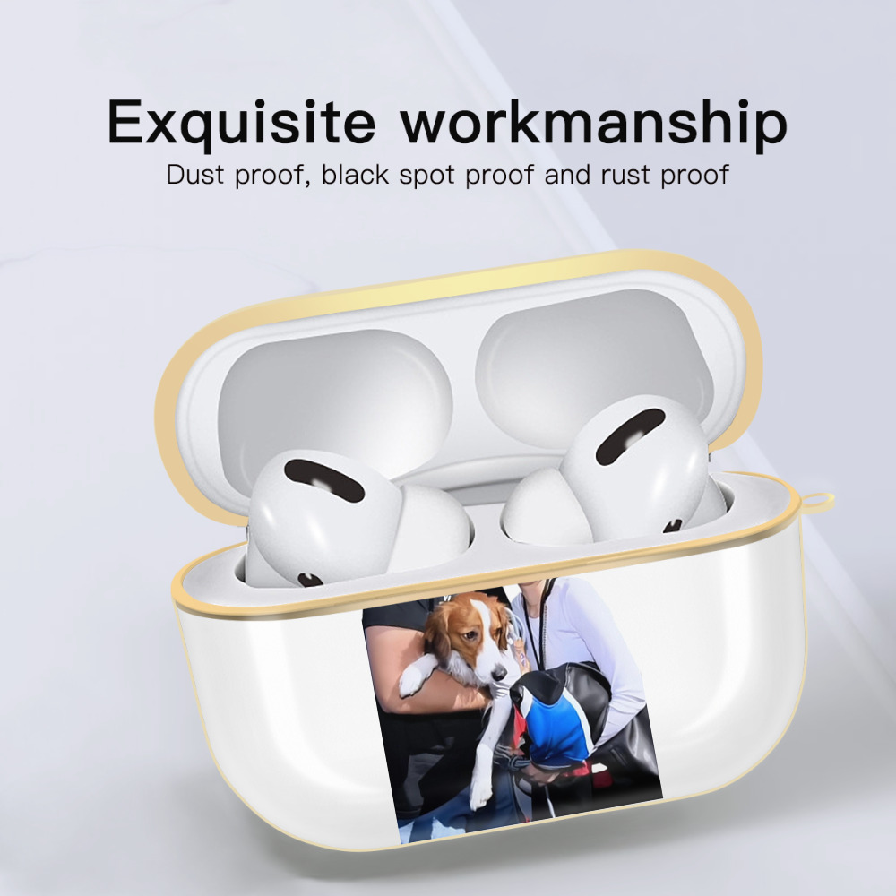  Luxury Gold AirPods Pro Case With Keychain, Flexible PC Material, Full Protection, Precise Cutouts, Anti-Fingerprint, Washable, Durable Design