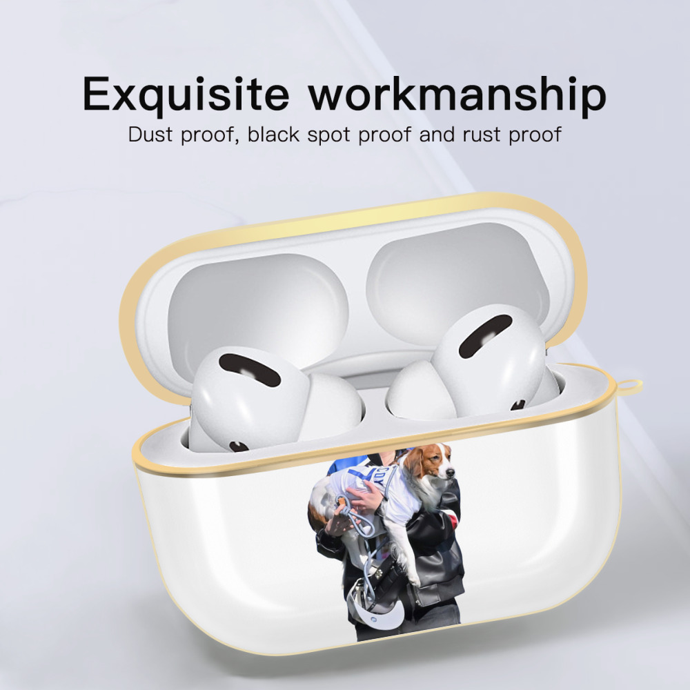  Luxury Gold AirPods Pro Case With Keychain, Flexible PC Material, Full Protection, Precise Cutouts, Anti-Fingerprint, Washable, Durable Design
