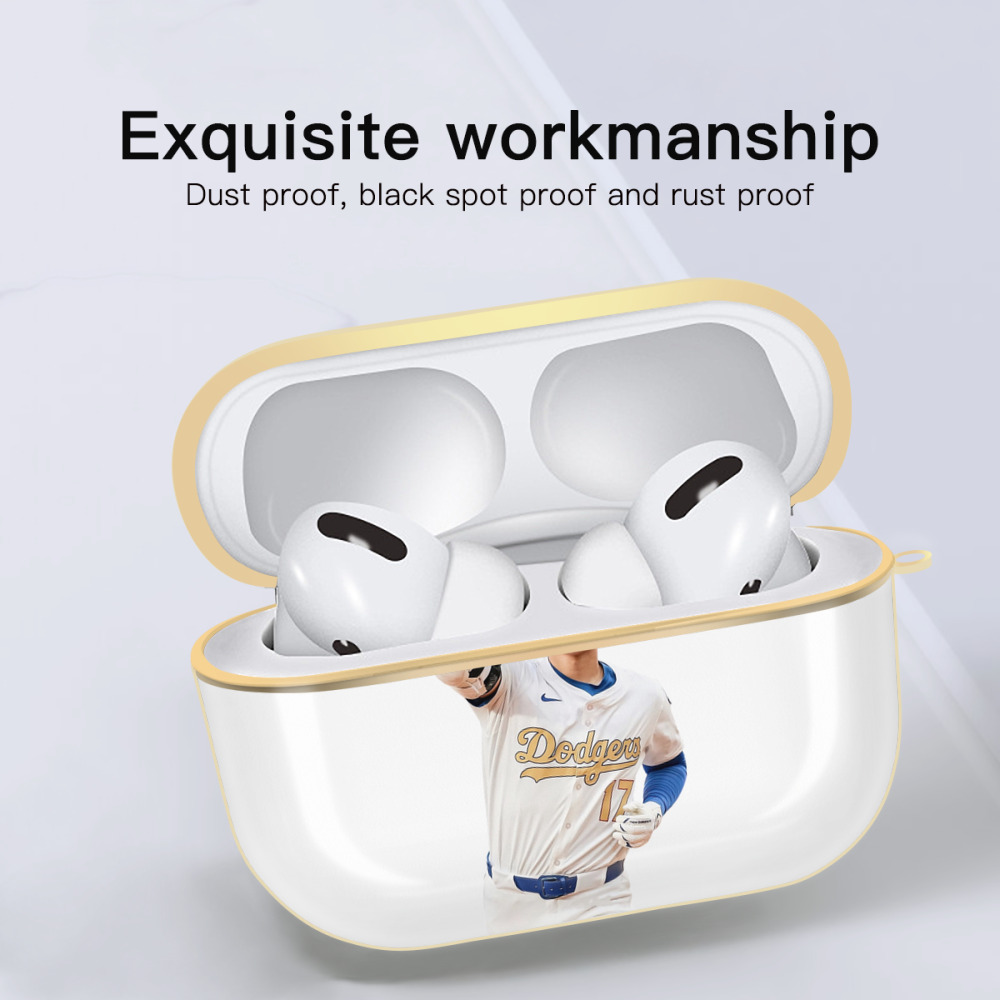  Luxury Gold AirPods Pro Case With Keychain, Flexible PC Material, Full Protection, Precise Cutouts, Anti-Fingerprint, Washable, Durable Design