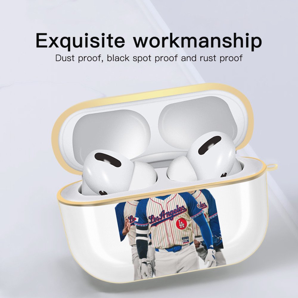  Luxury Gold AirPods Pro Case With Keychain, Flexible PC Material, Full Protection, Precise Cutouts, Anti-Fingerprint, Washable, Durable Design