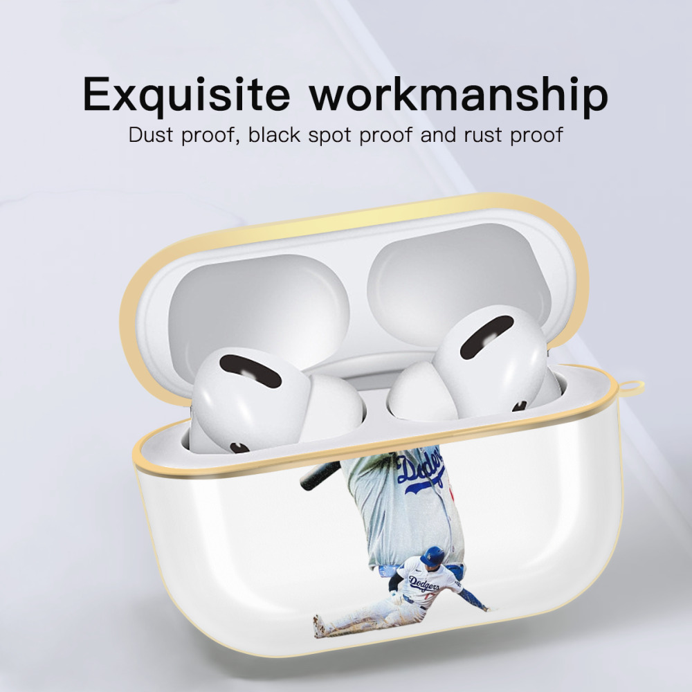  Luxury Gold AirPods Pro Case With Keychain, Flexible PC Material, Full Protection, Precise Cutouts, Anti-Fingerprint, Washable, Durable Design