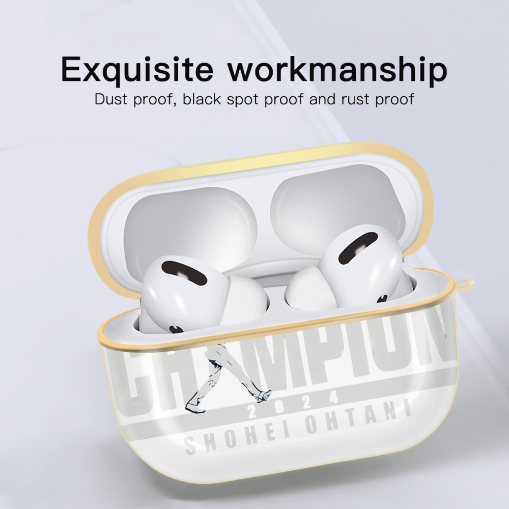  Luxury Gold AirPods Pro Case With Keychain, Flexible PC Material, Full Protection, Precise Cutouts, Anti-Fingerprint, Washable, Durable Design