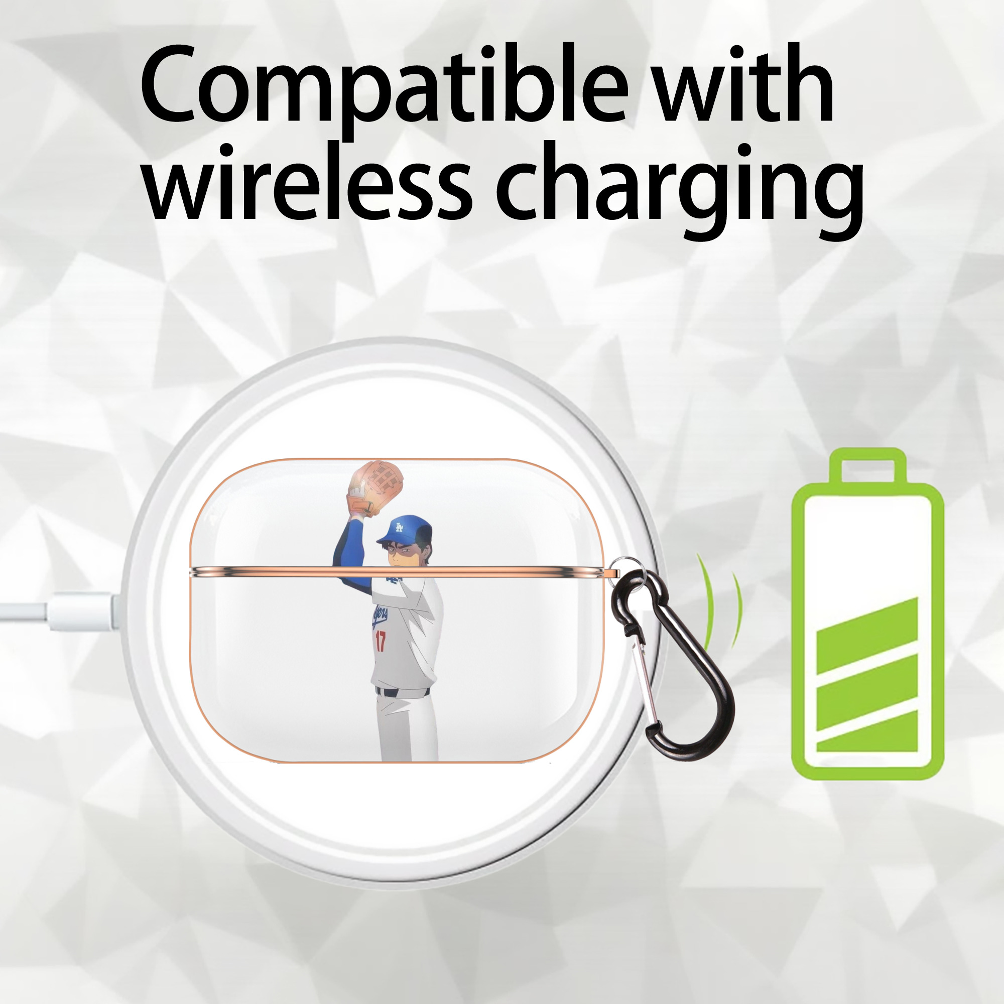  AirPods Pro Protective Case Rose Gold, Flexible PC Material, Precise Fit, Anti-Slip Cover, Full Protection, Fingerprint Resistant, Washable With Keychain