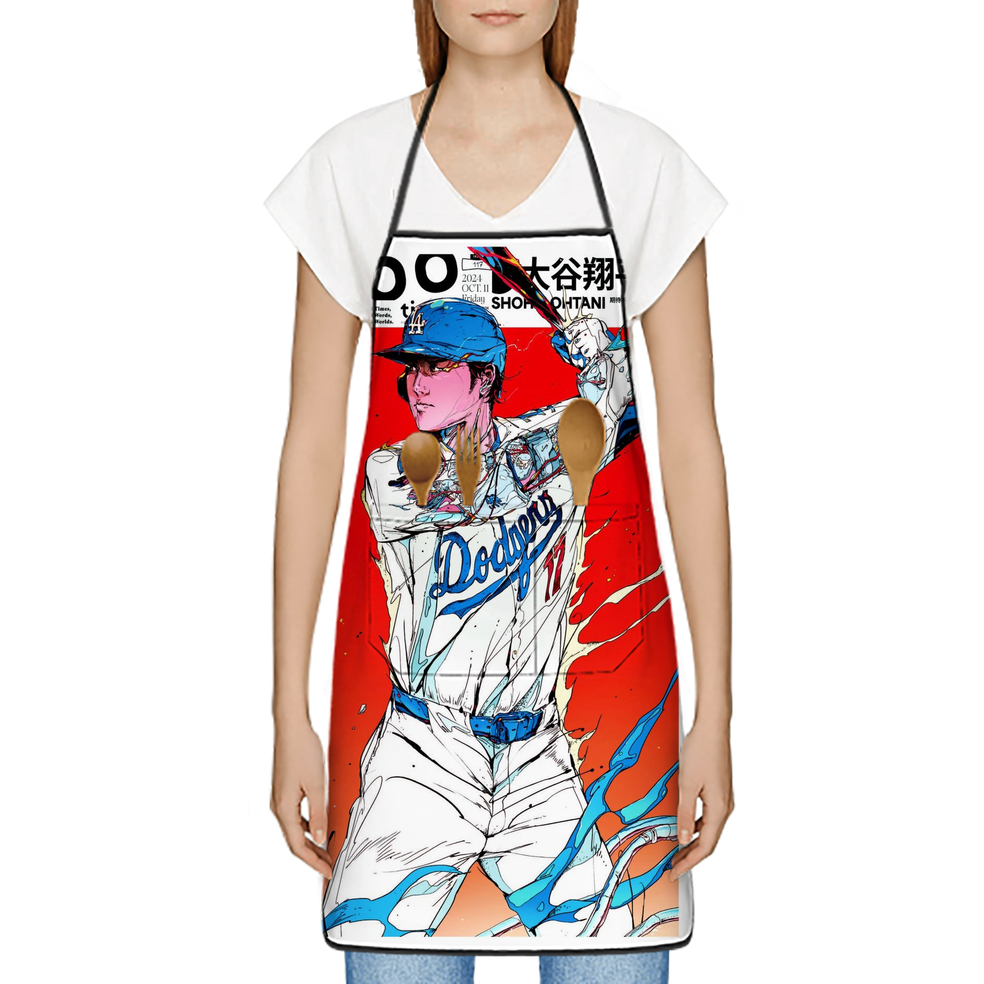  Stain-Resistant Polyester Apron With Pocket – Full Print, Waterproof, Anti-Wrinkle, Anti-Pilling – Ideal For Kitchen, BBQ, Restaurant, Salon & More