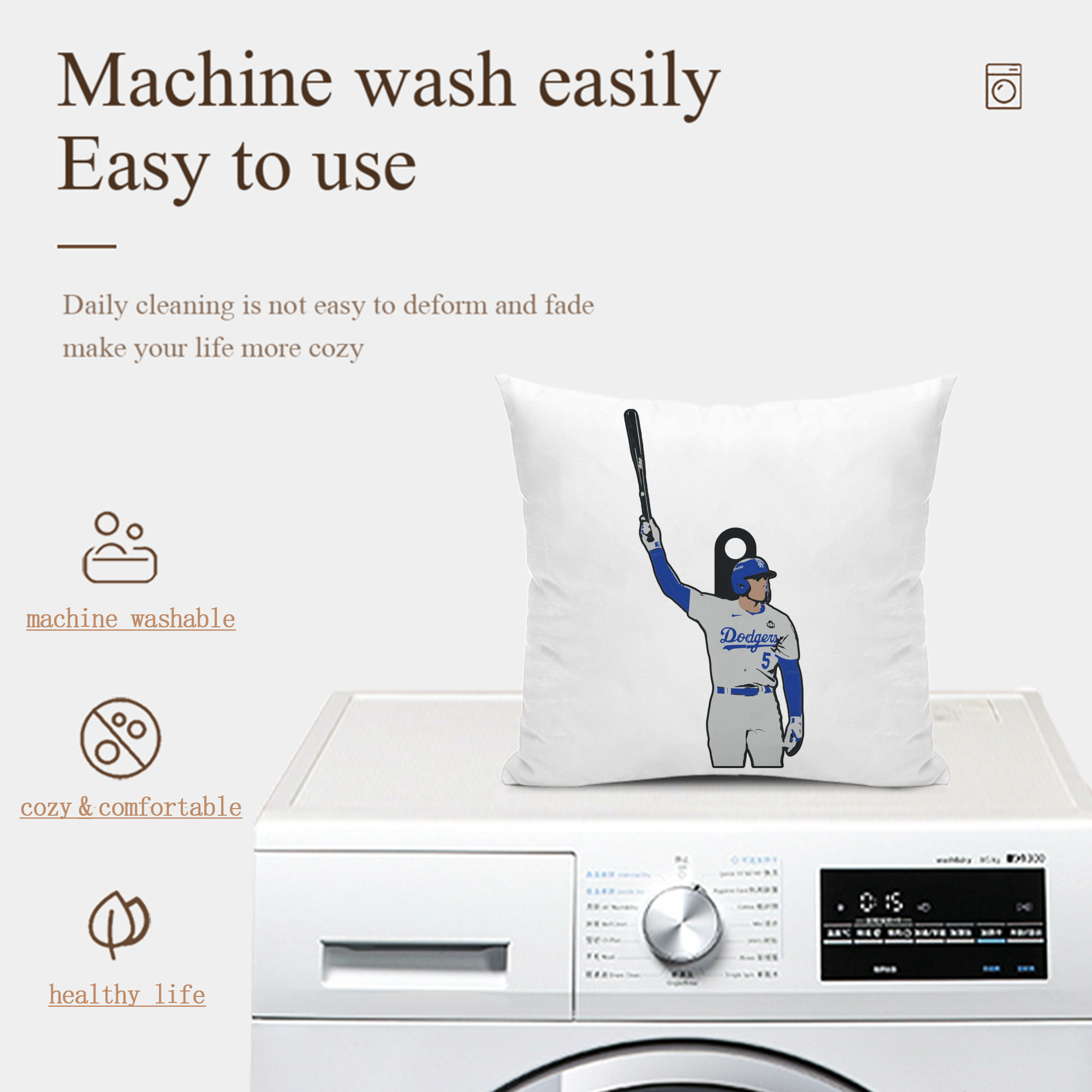  Soft Polyester Pillow Cover With Insert – Double-Sided Design, Invisible Zipper, Durable & Breathable – Easy Care Cushion Set