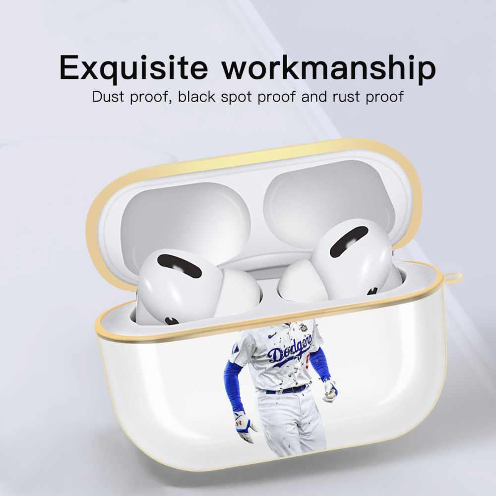  Luxury Gold AirPods Pro Case With Keychain, Flexible PC Material, Full Protection, Precise Cutouts, Anti-Fingerprint, Washable, Durable Design