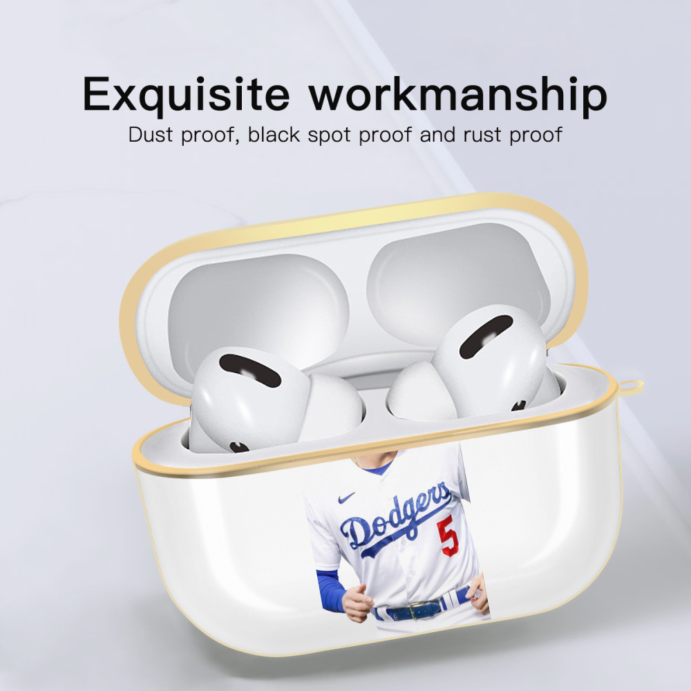  Luxury Gold AirPods Pro Case With Keychain, Flexible PC Material, Full Protection, Precise Cutouts, Anti-Fingerprint, Washable, Durable Design