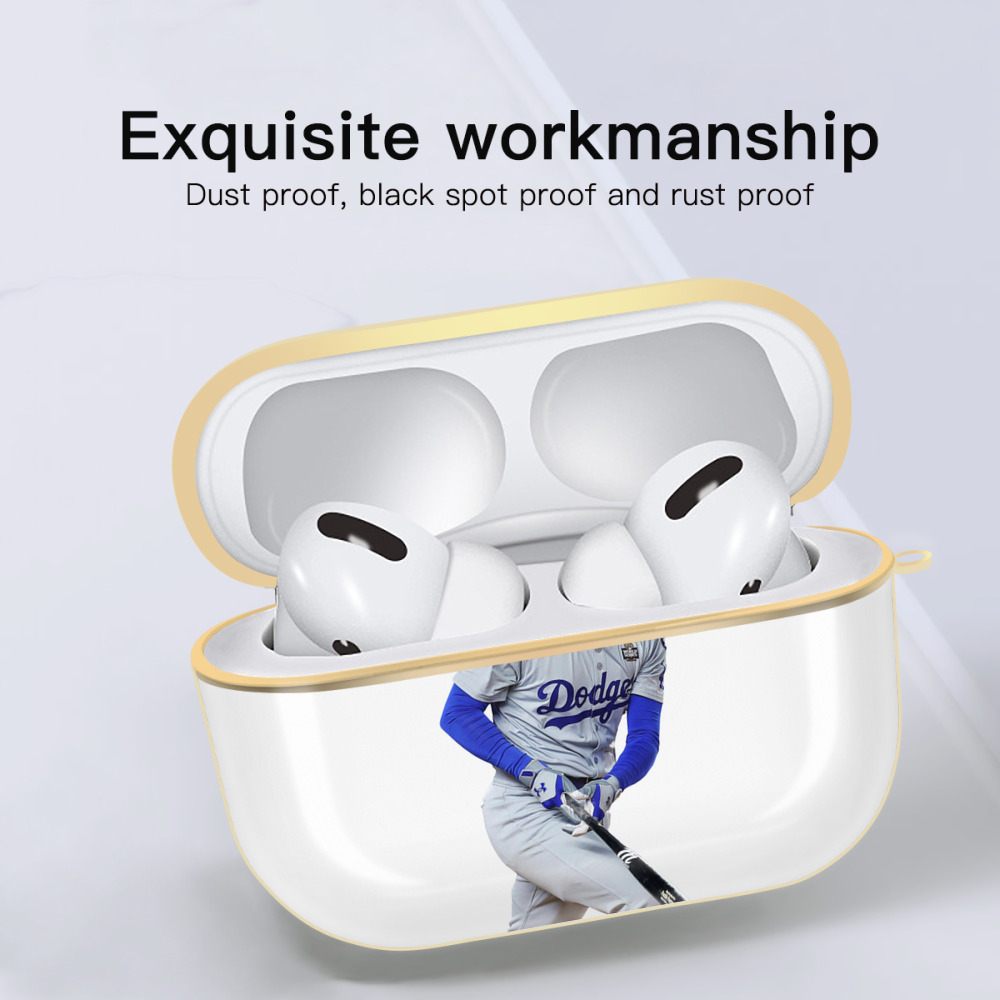  Luxury Gold AirPods Pro Case With Keychain, Flexible PC Material, Full Protection, Precise Cutouts, Anti-Fingerprint, Washable, Durable Design