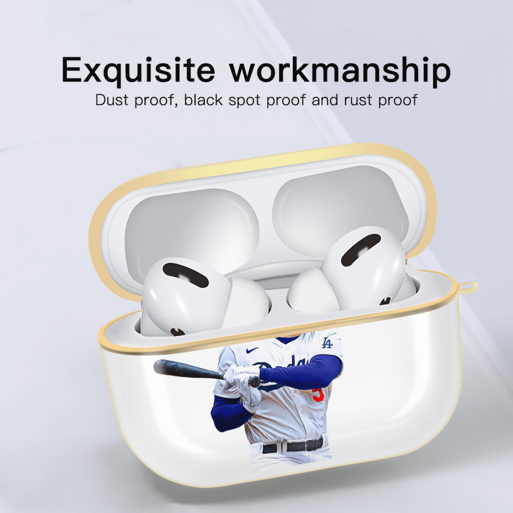  Luxury Gold AirPods Pro Case With Keychain, Flexible PC Material, Full Protection, Precise Cutouts, Anti-Fingerprint, Washable, Durable Design