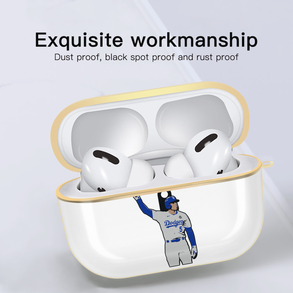  Luxury Gold AirPods Pro Case With Keychain, Flexible PC Material, Full Protection, Precise Cutouts, Anti-Fingerprint, Washable, Durable Design