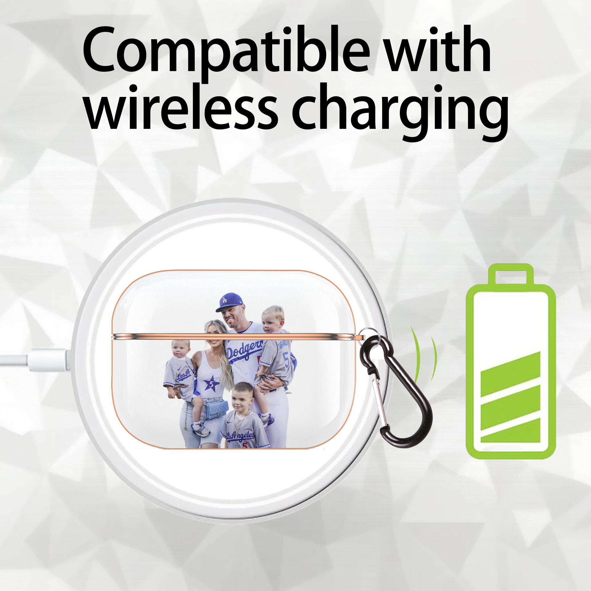  AirPods Pro Protective Case Rose Gold, Flexible PC Material, Precise Fit, Anti-Slip Cover, Full Protection, Fingerprint Resistant, Washable With Keychain