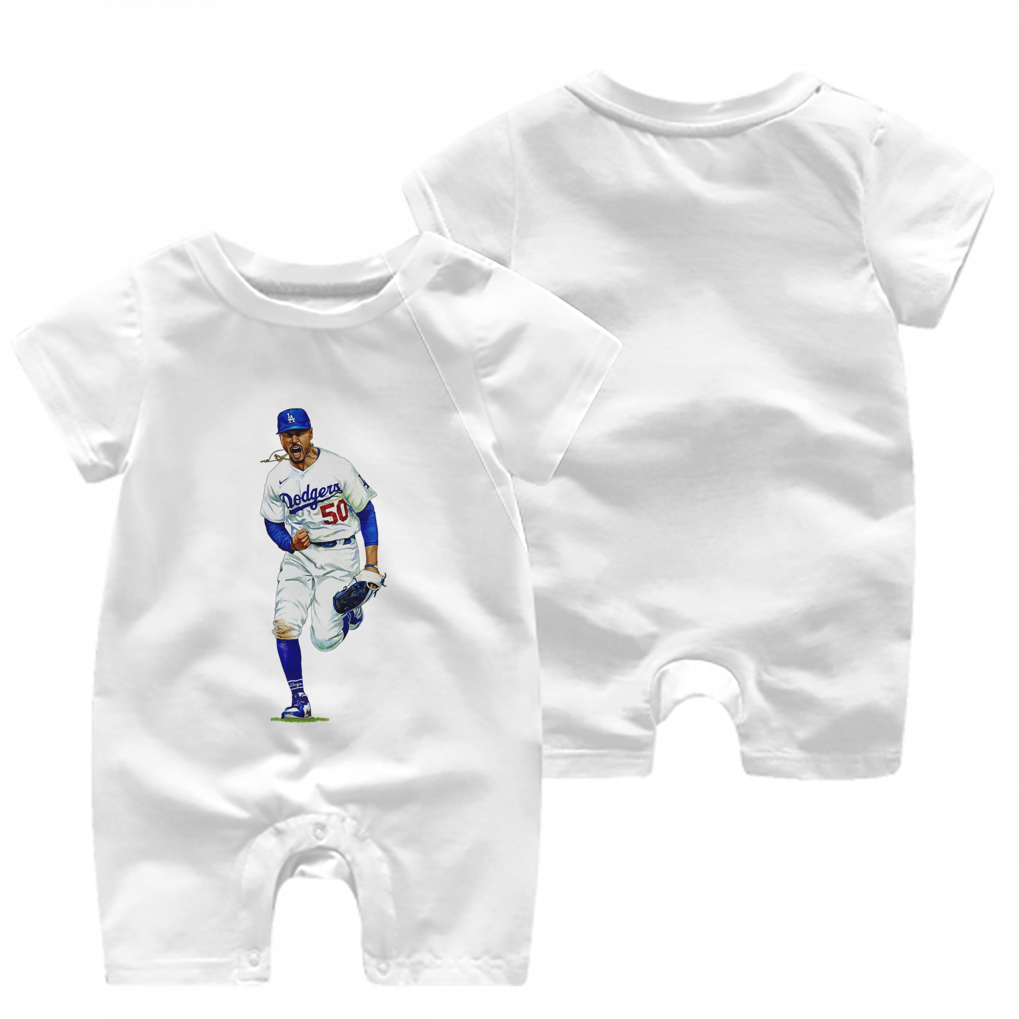  Baby Short Sleeve Onesie – 100% Cotton Soft & Breathable Digital Print Romper – Double-Sided Print, Snap Closure For Easy Diaper Changes – Comfortable For Boys & Girls