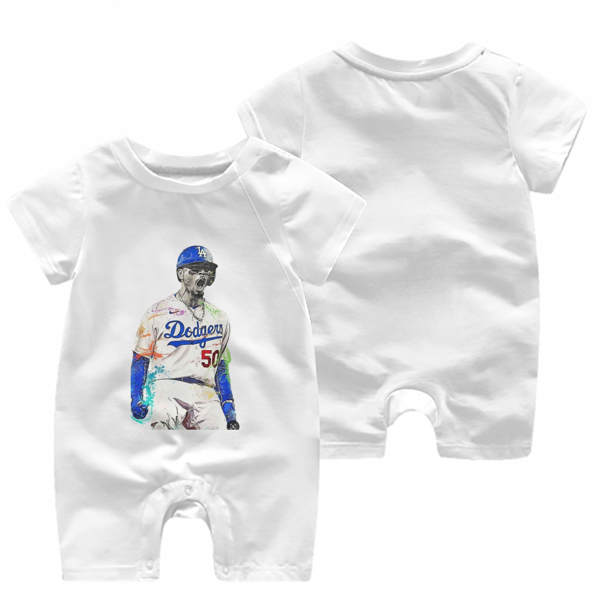  Baby Short Sleeve Onesie – 100% Cotton Soft & Breathable Digital Print Romper – Double-Sided Print, Snap Closure For Easy Diaper Changes – Comfortable For Boys & Girls