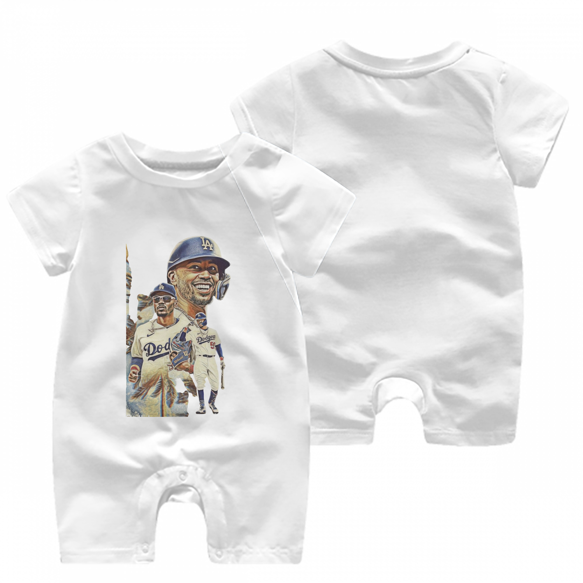  Baby Short Sleeve Onesie – 100% Cotton Soft & Breathable Digital Print Romper – Double-Sided Print, Snap Closure For Easy Diaper Changes – Comfortable For Boys & Girls