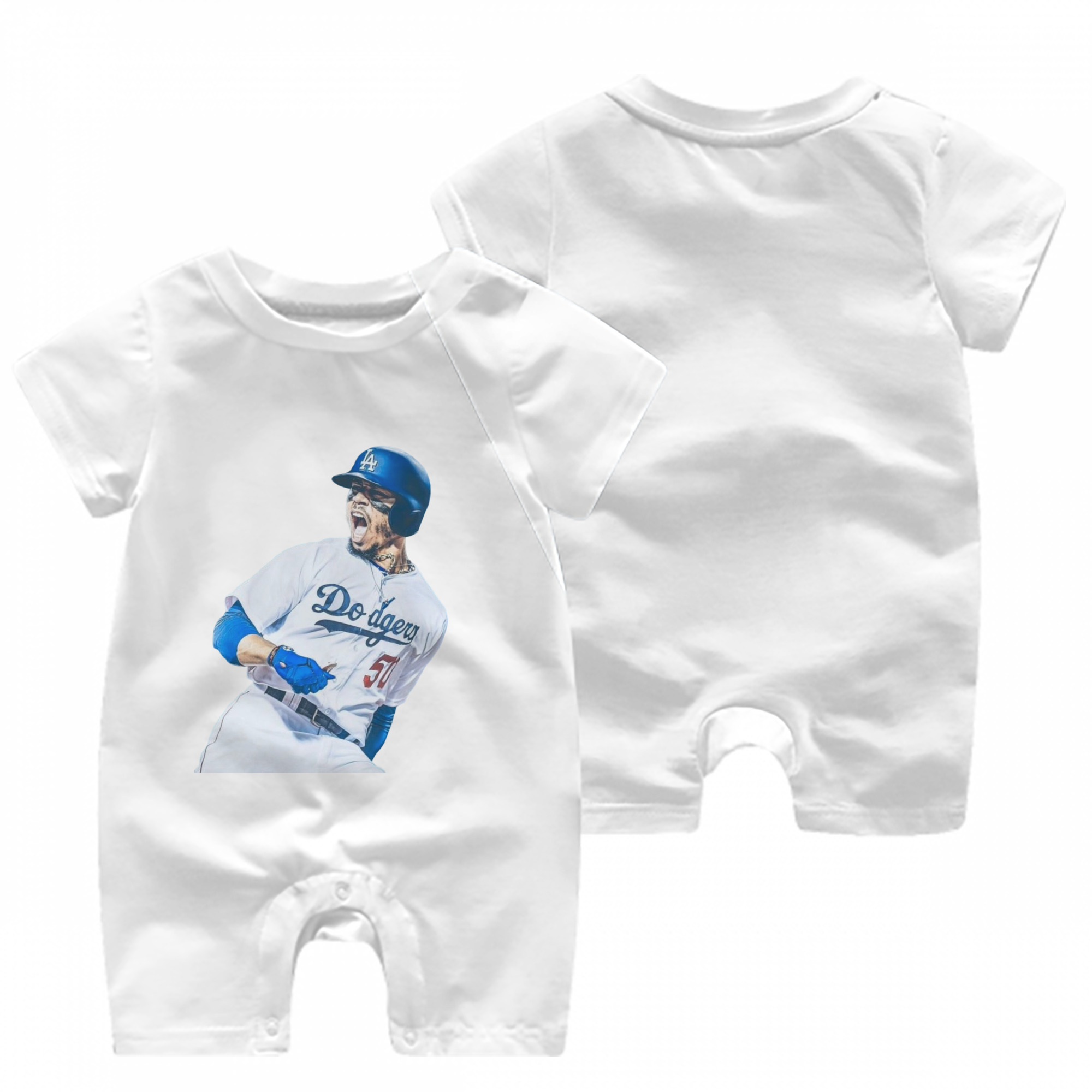  Baby Short Sleeve Onesie – 100% Cotton Soft & Breathable Digital Print Romper – Double-Sided Print, Snap Closure For Easy Diaper Changes – Comfortable For Boys & Girls