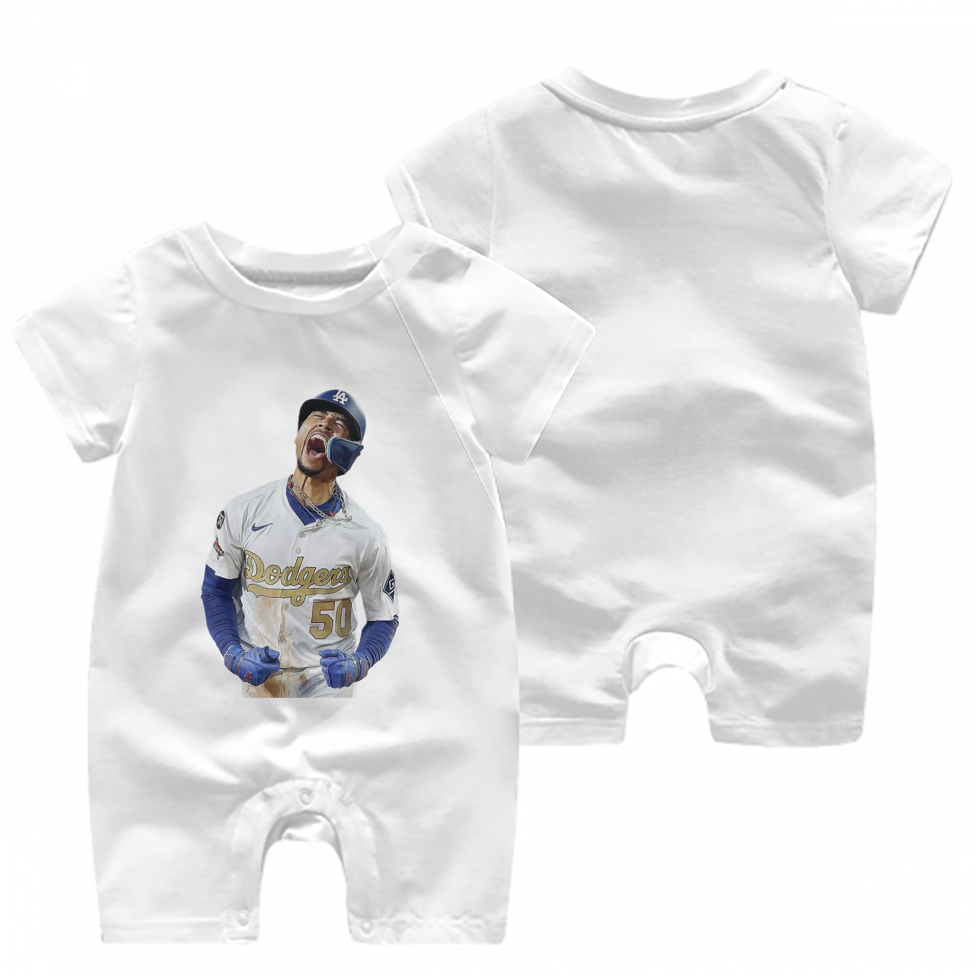  Baby Short Sleeve Onesie – 100% Cotton Soft & Breathable Digital Print Romper – Double-Sided Print, Snap Closure For Easy Diaper Changes – Comfortable For Boys & Girls