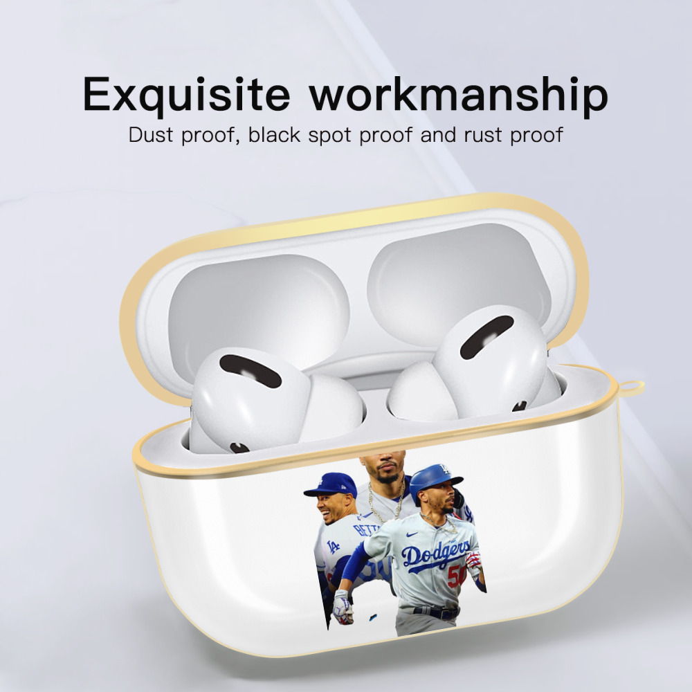  Luxury Gold AirPods Pro Case With Keychain, Flexible PC Material, Full Protection, Precise Cutouts, Anti-Fingerprint, Washable, Durable Design