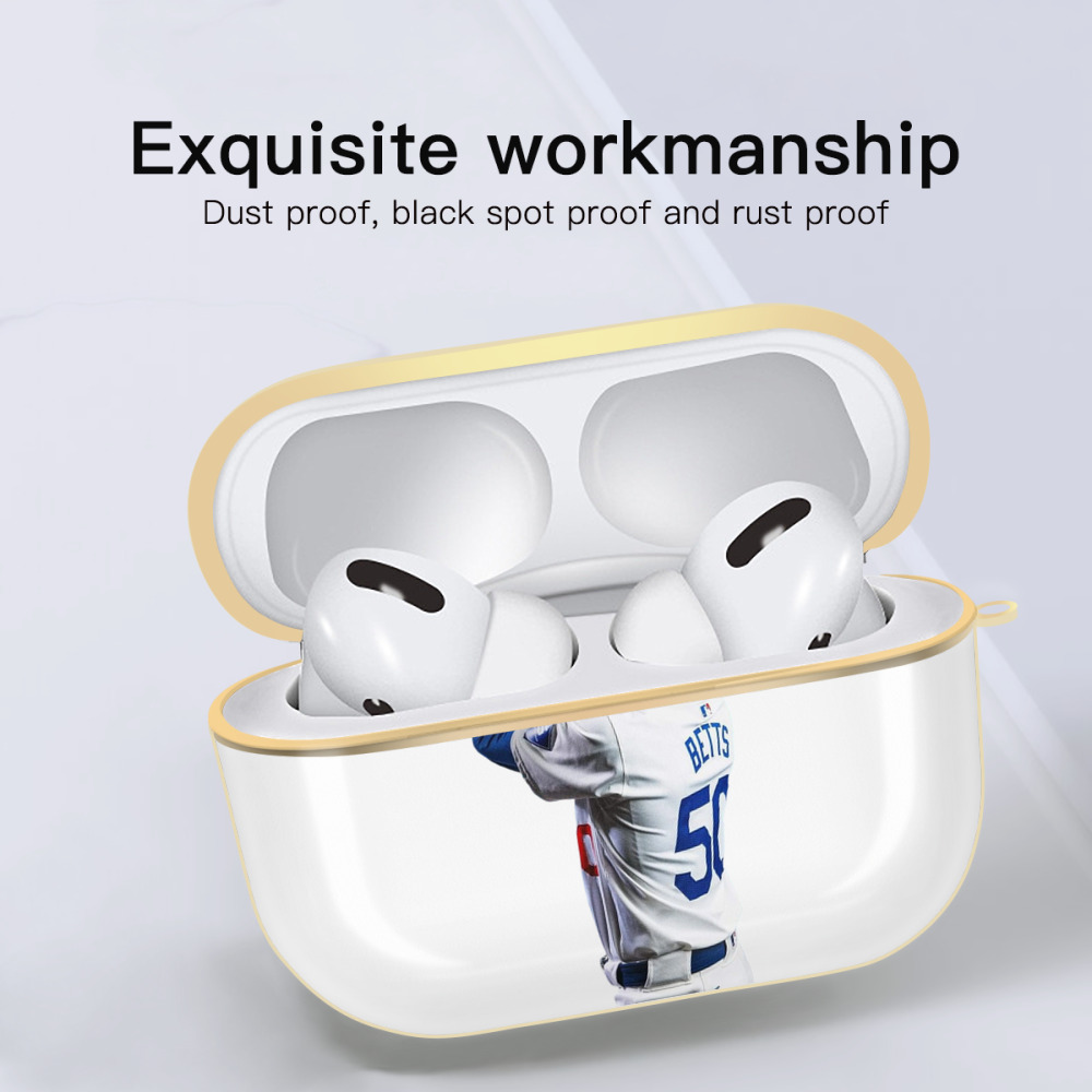  Luxury Gold AirPods Pro Case With Keychain, Flexible PC Material, Full Protection, Precise Cutouts, Anti-Fingerprint, Washable, Durable Design