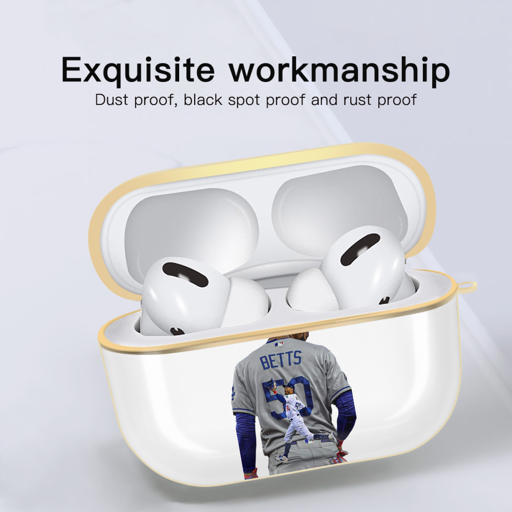  Luxury Gold AirPods Pro Case With Keychain, Flexible PC Material, Full Protection, Precise Cutouts, Anti-Fingerprint, Washable, Durable Design