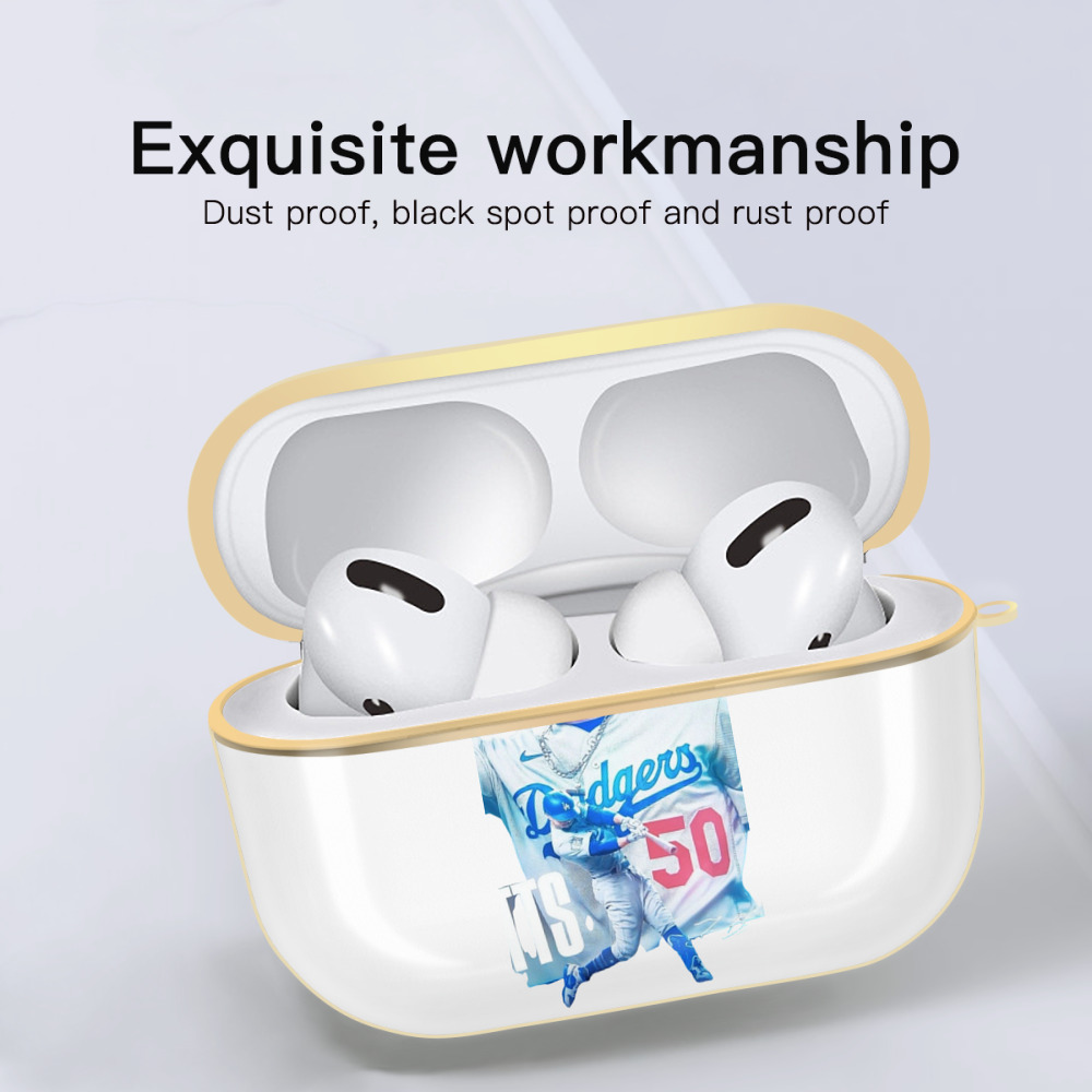  Luxury Gold AirPods Pro Case With Keychain, Flexible PC Material, Full Protection, Precise Cutouts, Anti-Fingerprint, Washable, Durable Design