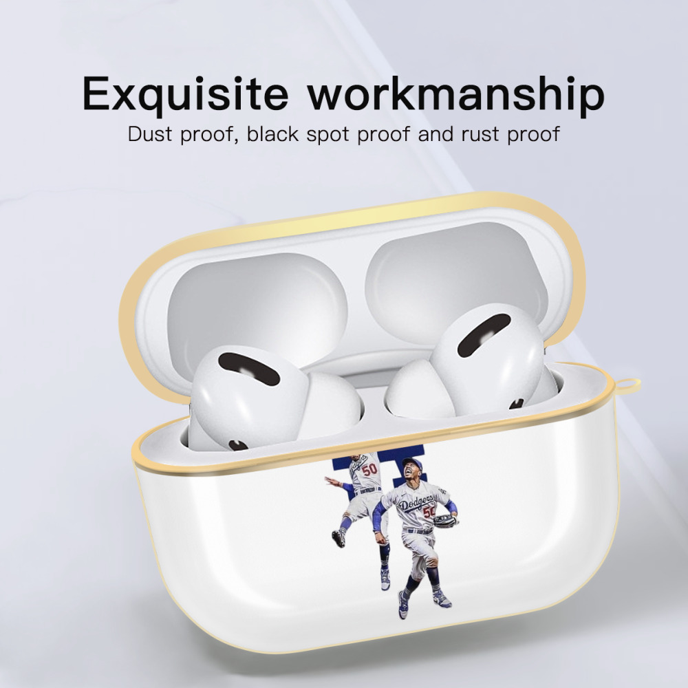  Luxury Gold AirPods Pro Case With Keychain, Flexible PC Material, Full Protection, Precise Cutouts, Anti-Fingerprint, Washable, Durable Design