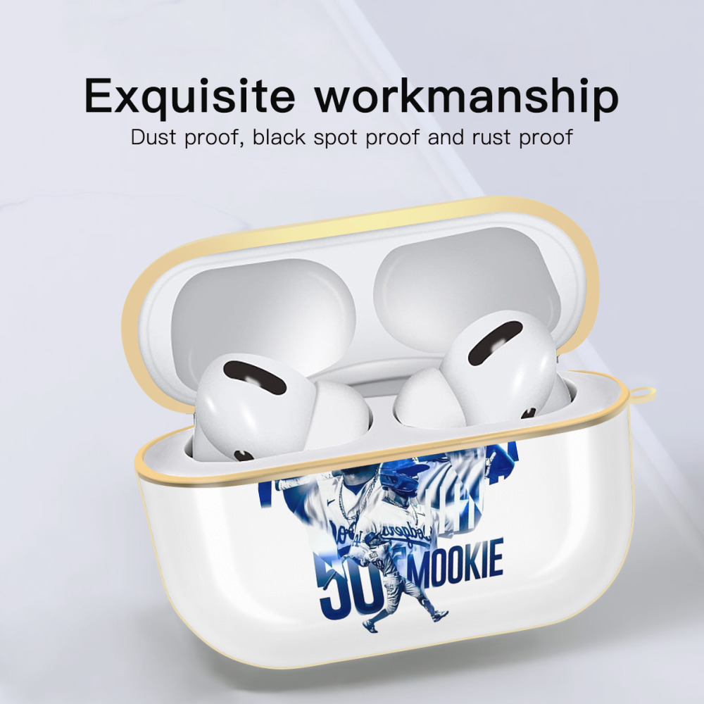  Luxury Gold AirPods Pro Case With Keychain, Flexible PC Material, Full Protection, Precise Cutouts, Anti-Fingerprint, Washable, Durable Design