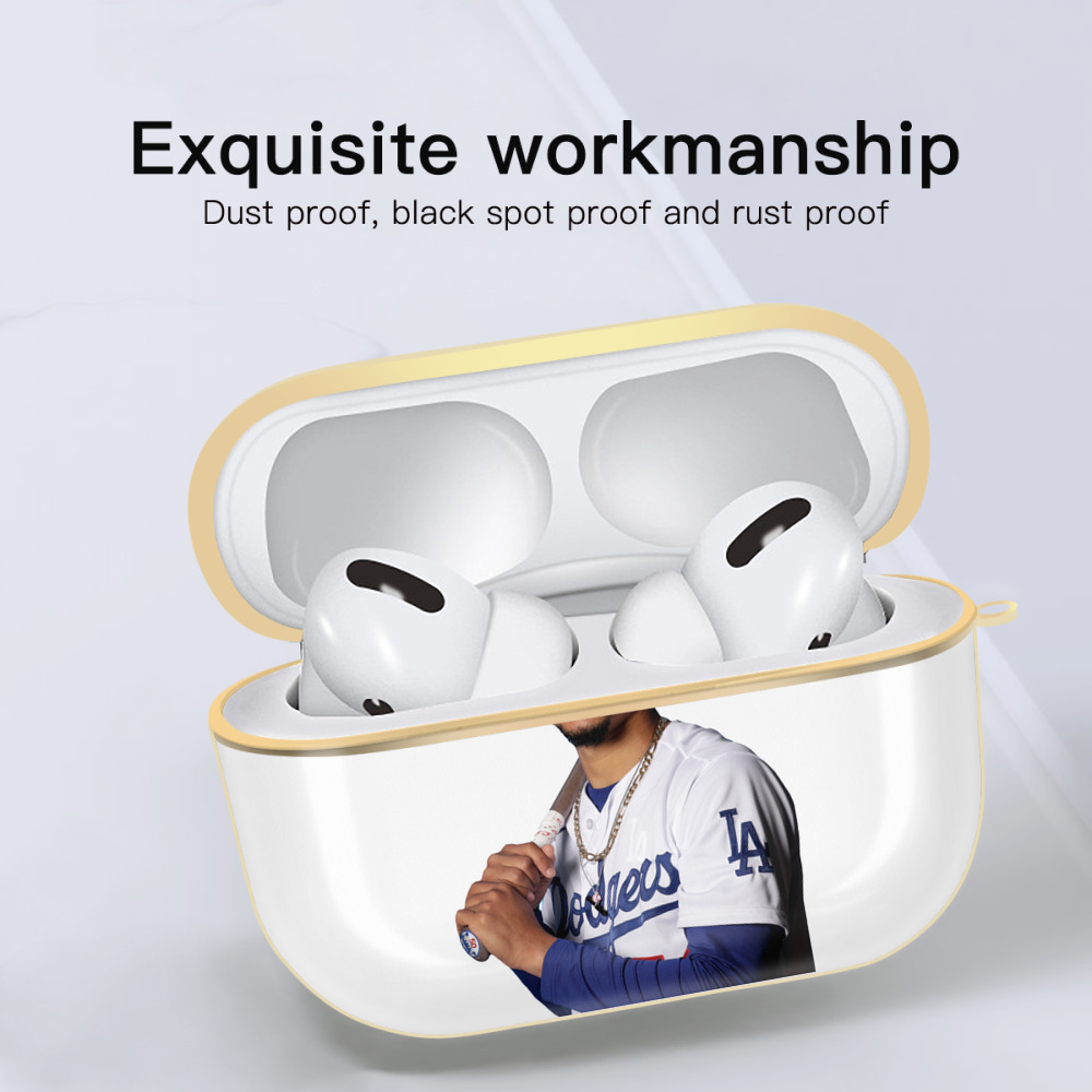  Luxury Gold AirPods Pro Case With Keychain, Flexible PC Material, Full Protection, Precise Cutouts, Anti-Fingerprint, Washable, Durable Design