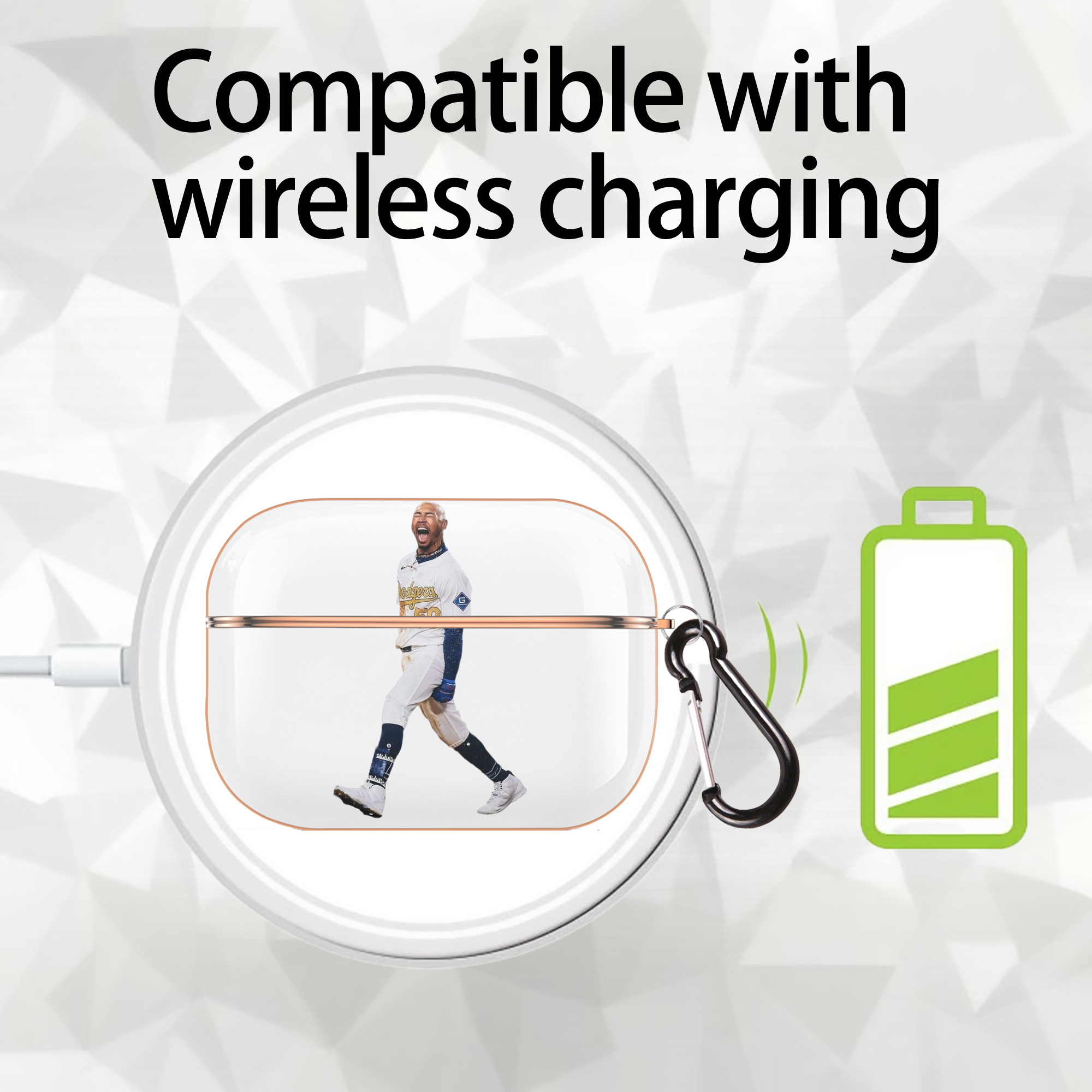  AirPods Pro Protective Case Rose Gold, Flexible PC Material, Precise Fit, Anti-Slip Cover, Full Protection, Fingerprint Resistant, Washable With Keychain