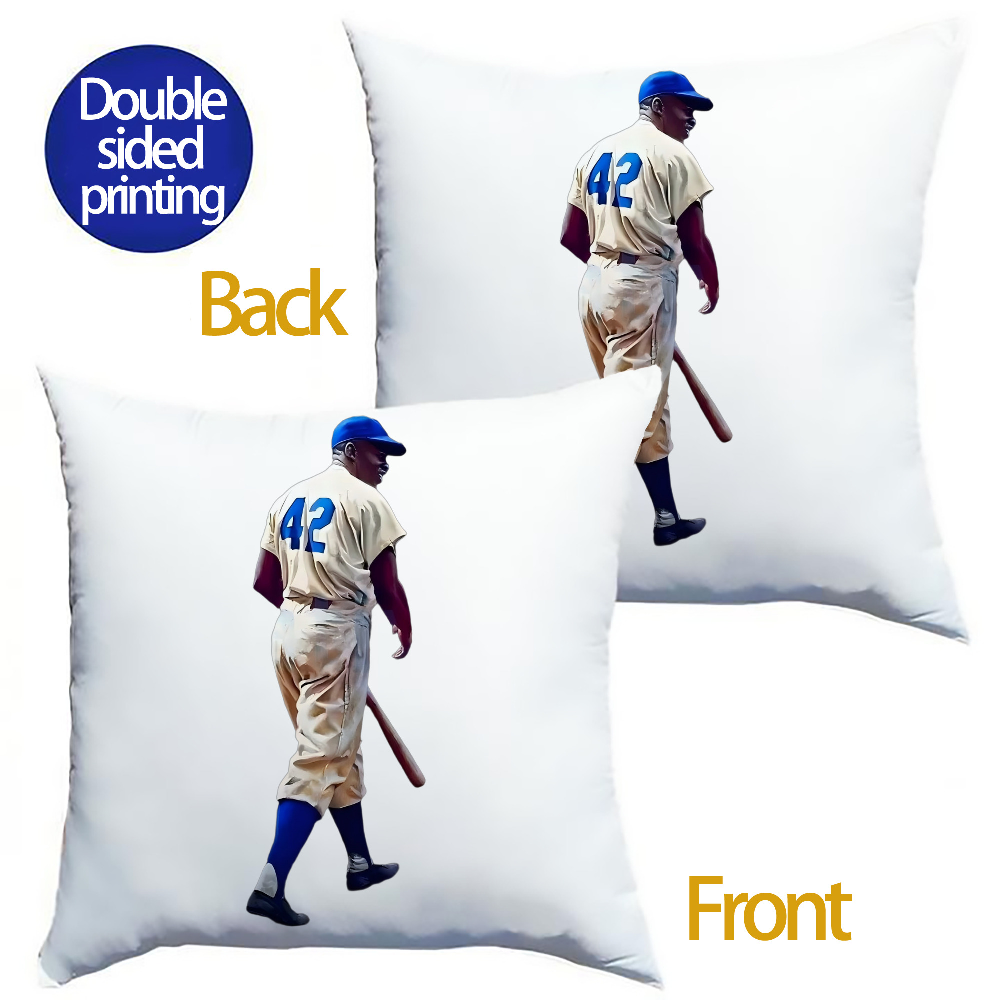  Soft Polyester Pillow Cover With Insert – Double-Sided Design, Invisible Zipper, Durable & Breathable – Easy Care Cushion Set