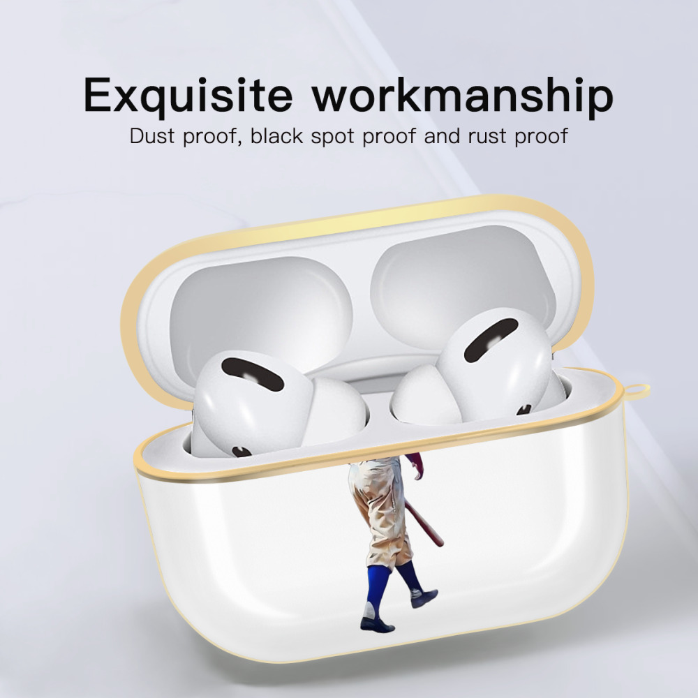  Luxury Gold AirPods Pro Case With Keychain, Flexible PC Material, Full Protection, Precise Cutouts, Anti-Fingerprint, Washable, Durable Design