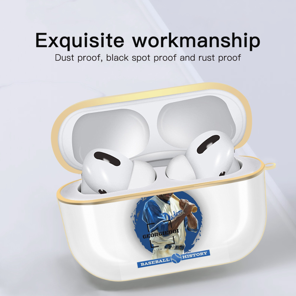  Luxury Gold AirPods Pro Case With Keychain, Flexible PC Material, Full Protection, Precise Cutouts, Anti-Fingerprint, Washable, Durable Design