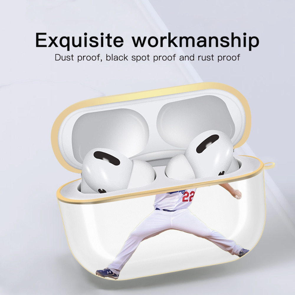  Luxury Gold AirPods Pro Case With Keychain, Flexible PC Material, Full Protection, Precise Cutouts, Anti-Fingerprint, Washable, Durable Design